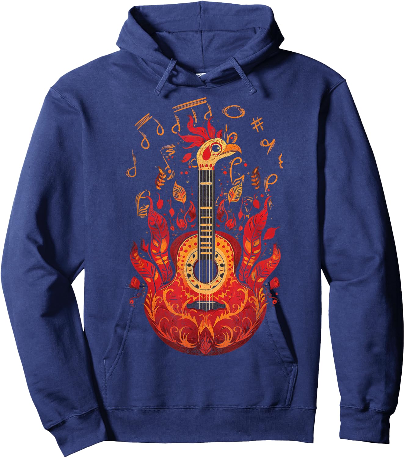 Rockin' Turkey - Fun Musical Thanksgiving Guitar Rock N Roll Hoodie - Hoodie | Navy