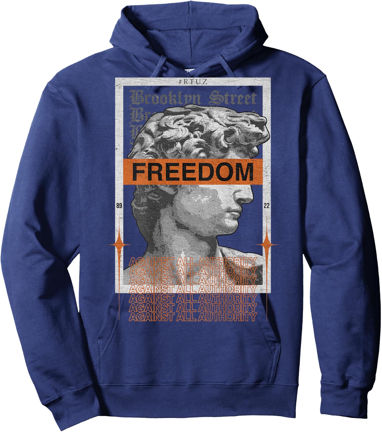 Hip Hop Vintage Hipster Edgy Urban Y2K Back Print Streetwear Hoodie - Hoodie | Navy