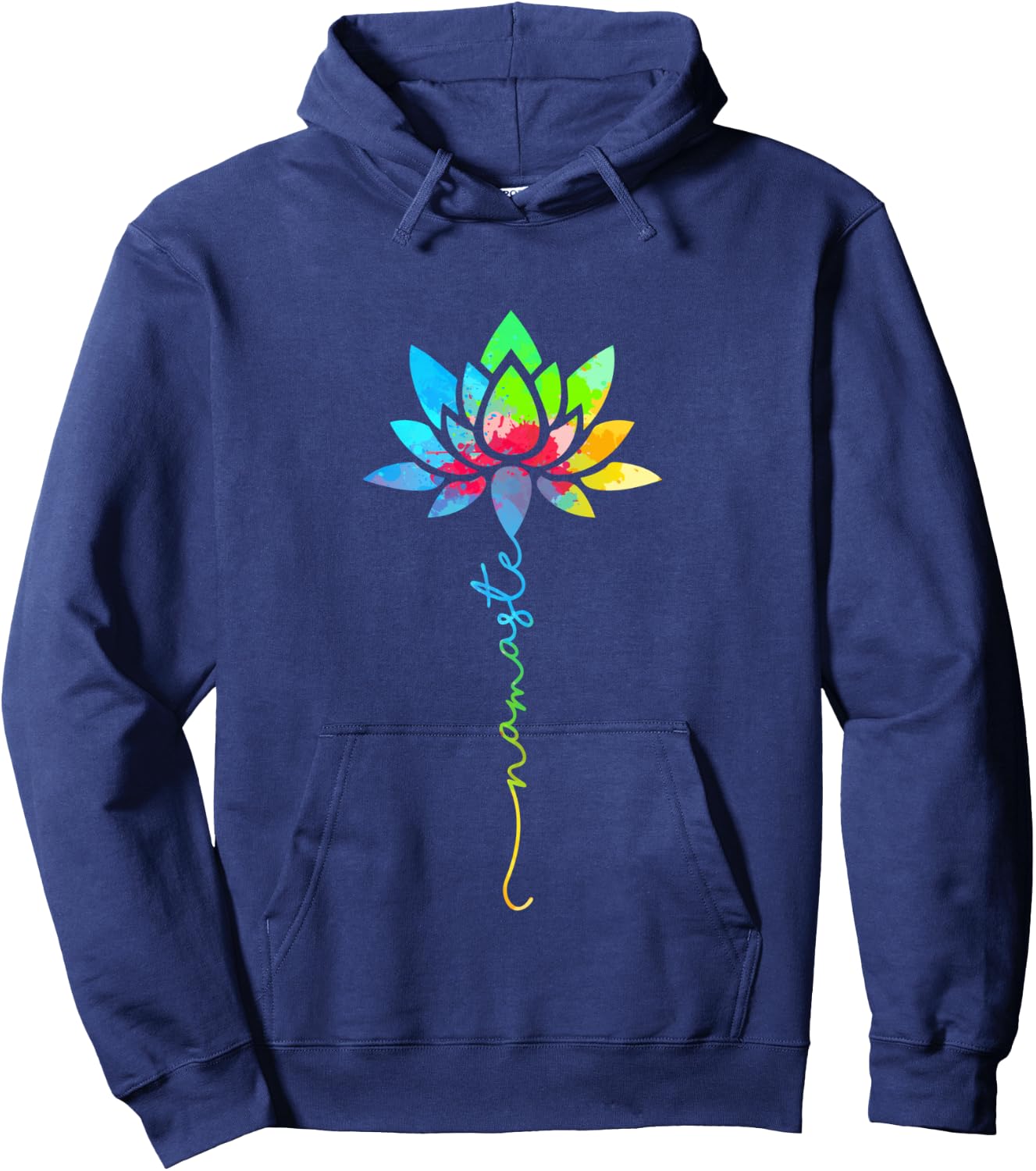 Namaste Rainbow Mandala Lotus Flower Meditation Yoga Hoodie - Hoodie | Navy