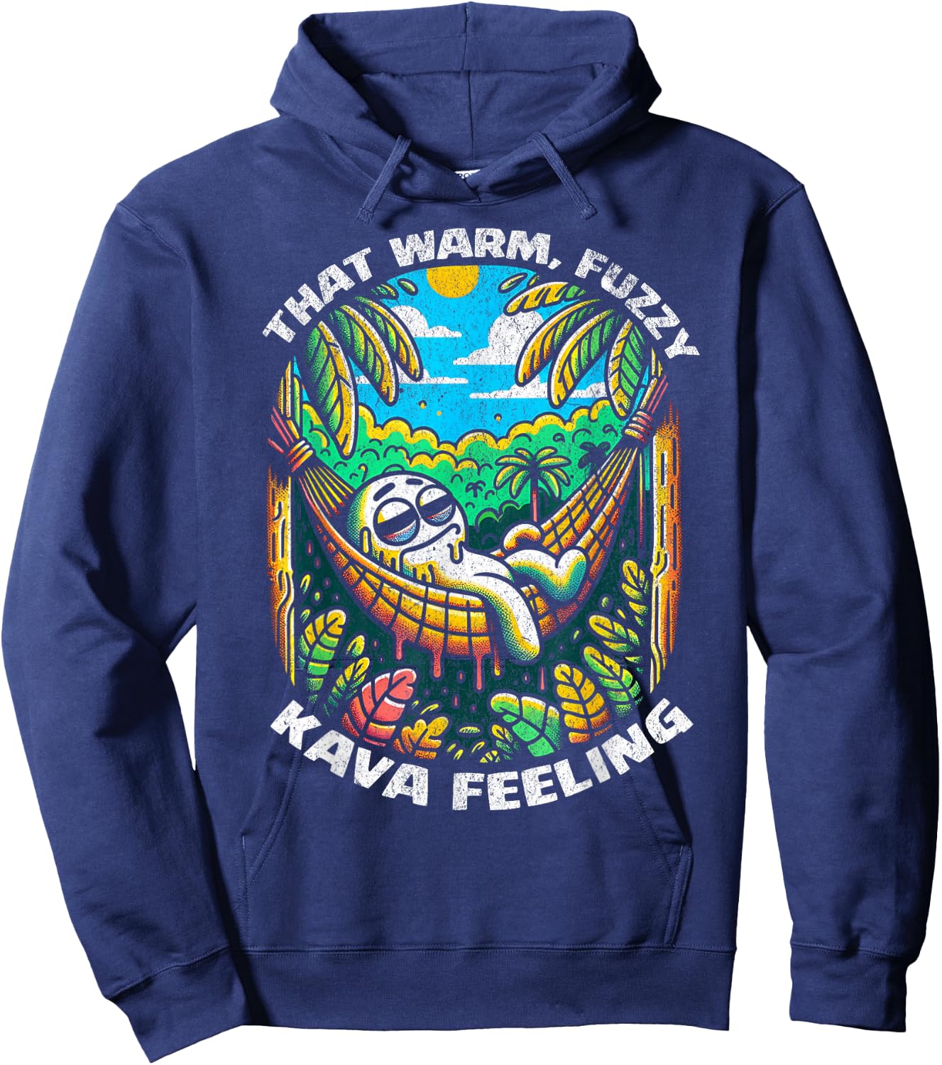 That Warm, Fuzzy Kava Feeling - Funny Kava Enthusiast Hoodie - Hoodie | Navy