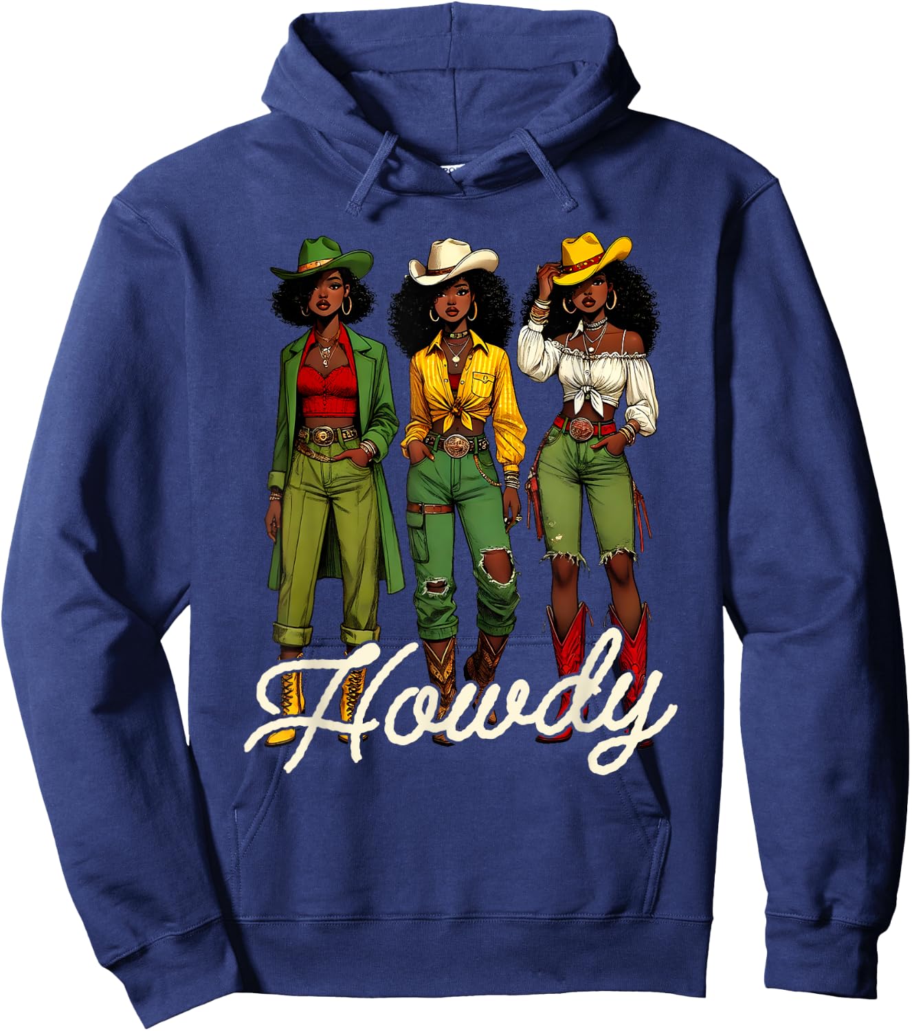 Black Cowgirl Western Rodeo Melanin Juneteenth Black History Hoodie - Hoodie | Navy