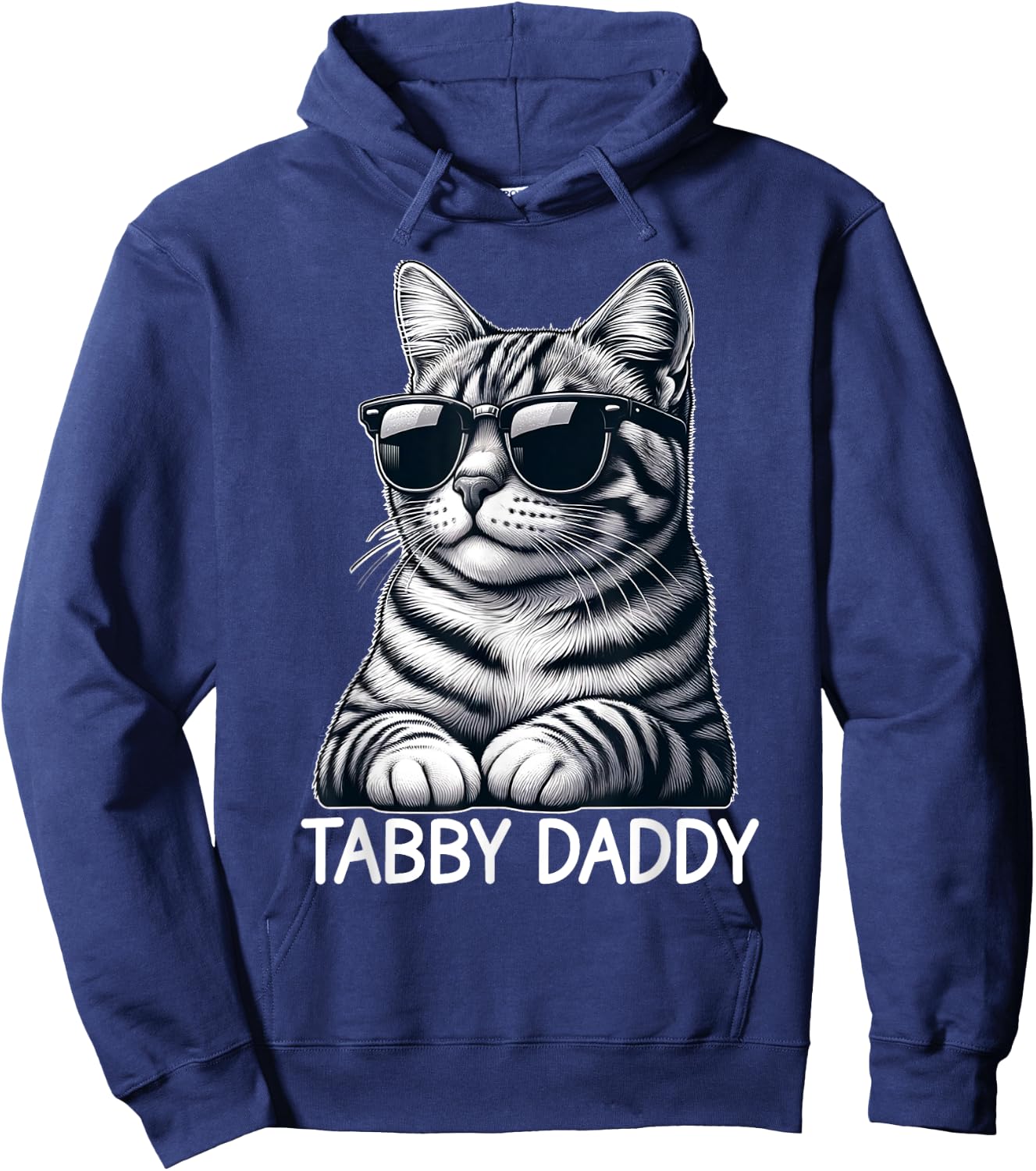 Tabby Daddy Cat Dad Funny Graphic Grey Tabby Cat Lover Men Women Hoodie - Hoodie | Navy