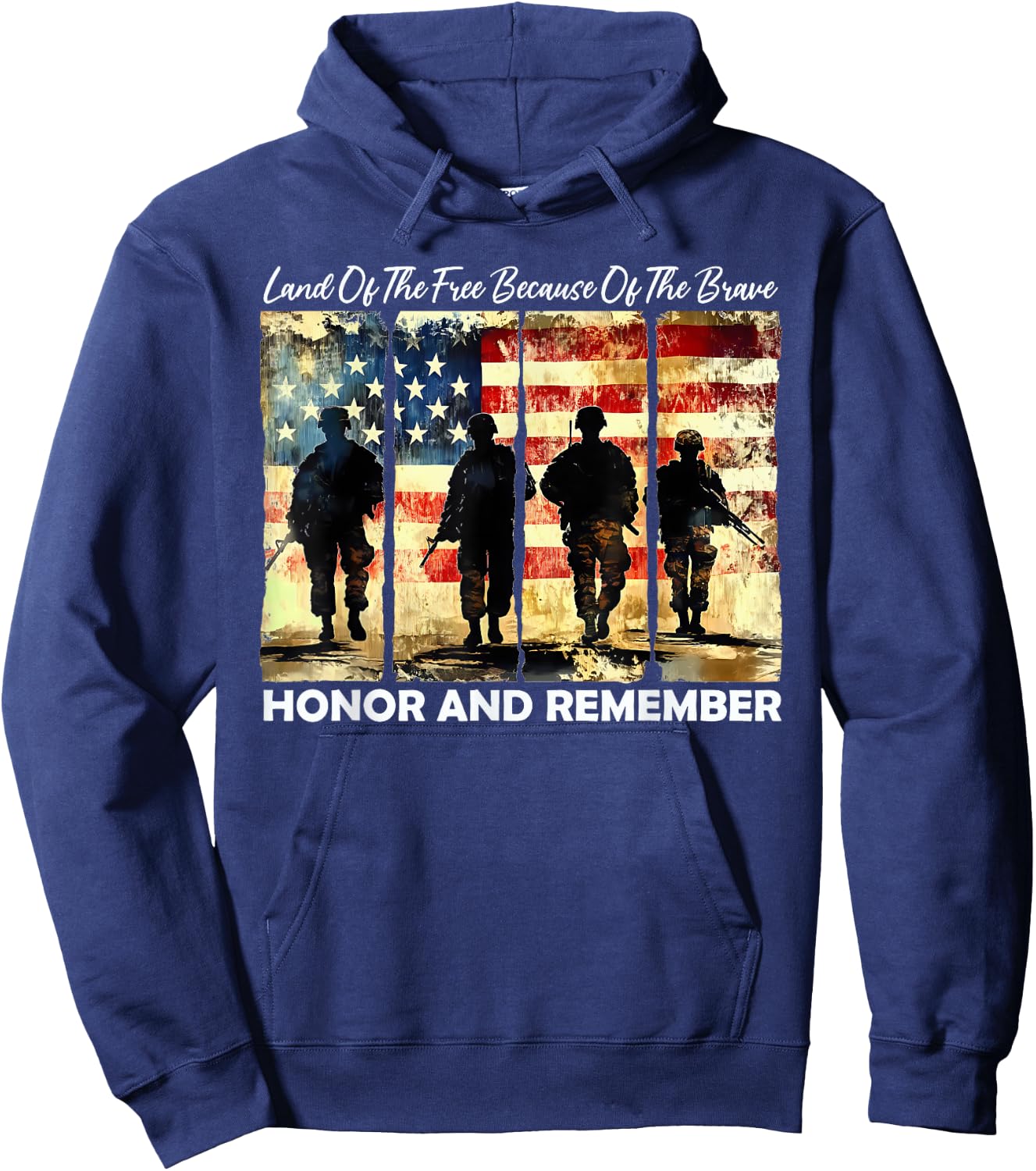 Land Of The Free Because Of The Brave Honor And Remember Hoodie - Hoodie | Navy