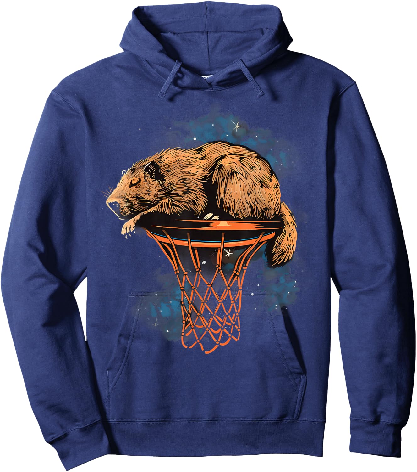 Basketball Capybara Drawing Artwork Basketball Lover Hoodie - Hoodie | Navy