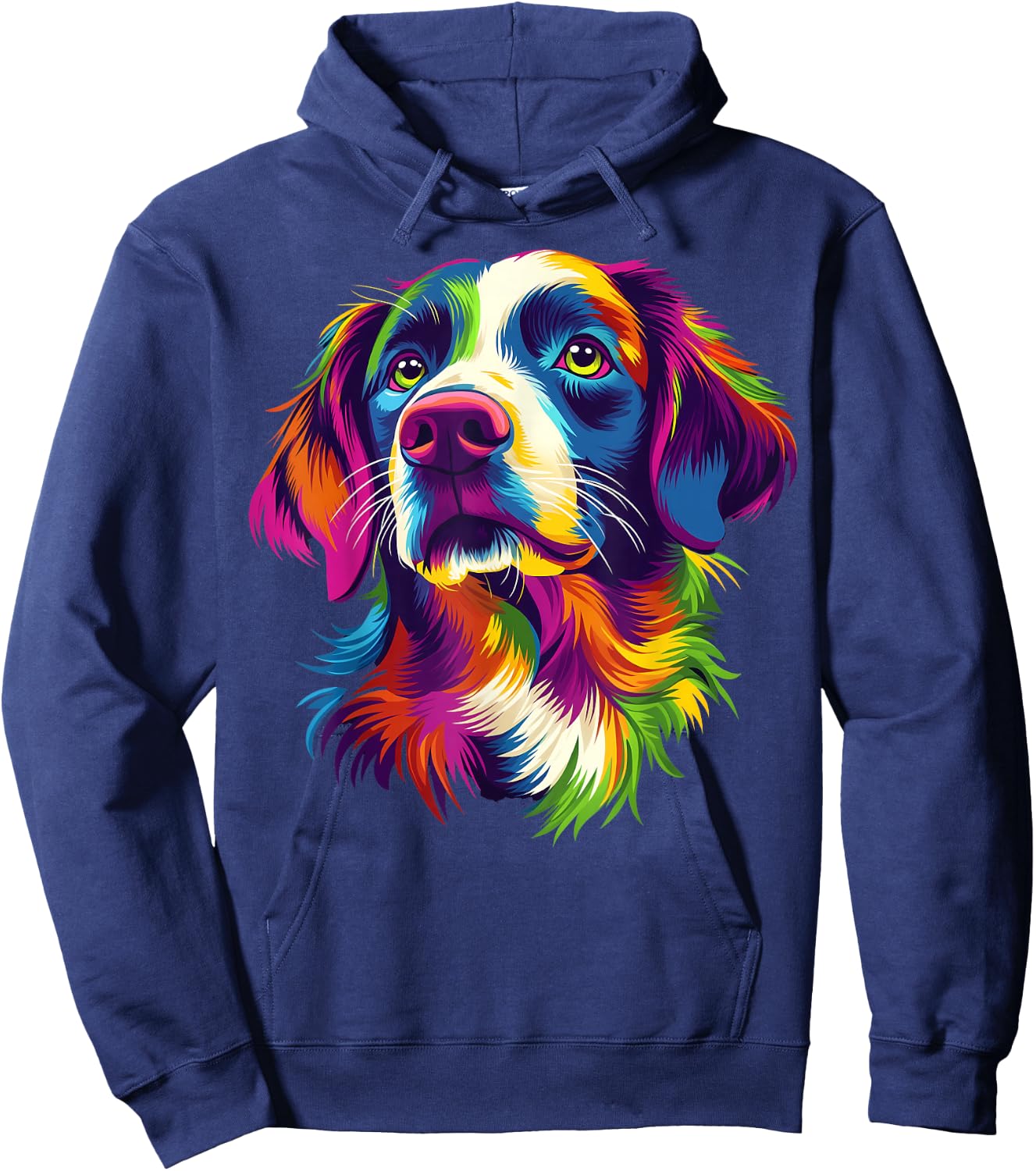 Colorful Brittany Spaniel Face Dog Lover Men Women Black Hoodie - Hoodie | Navy