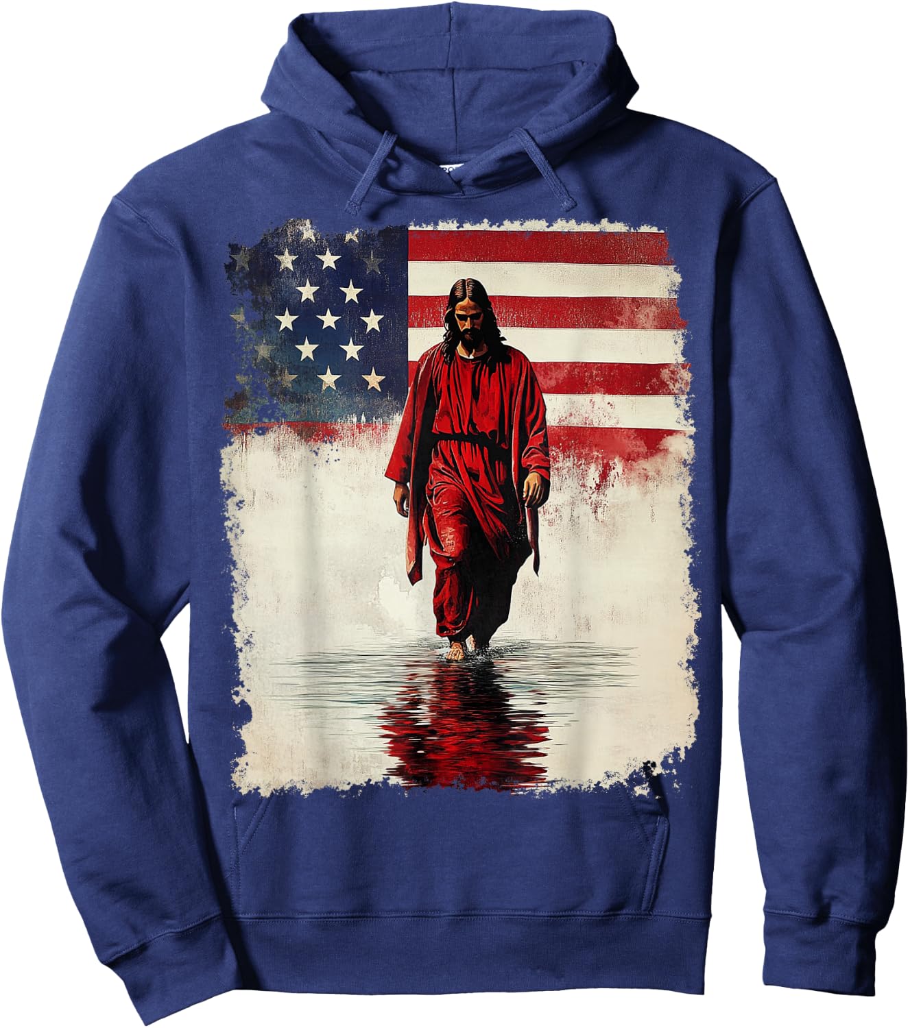 American Flag Jesus Hoodie - Hoodie | Navy