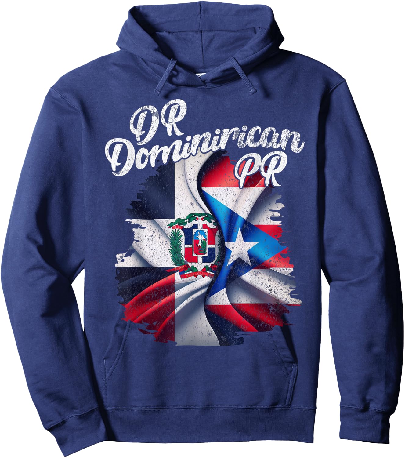 Dominirican DR Dominican Republic Puerto Rico PR Flag Pride Hoodie - Hoodie | Navy