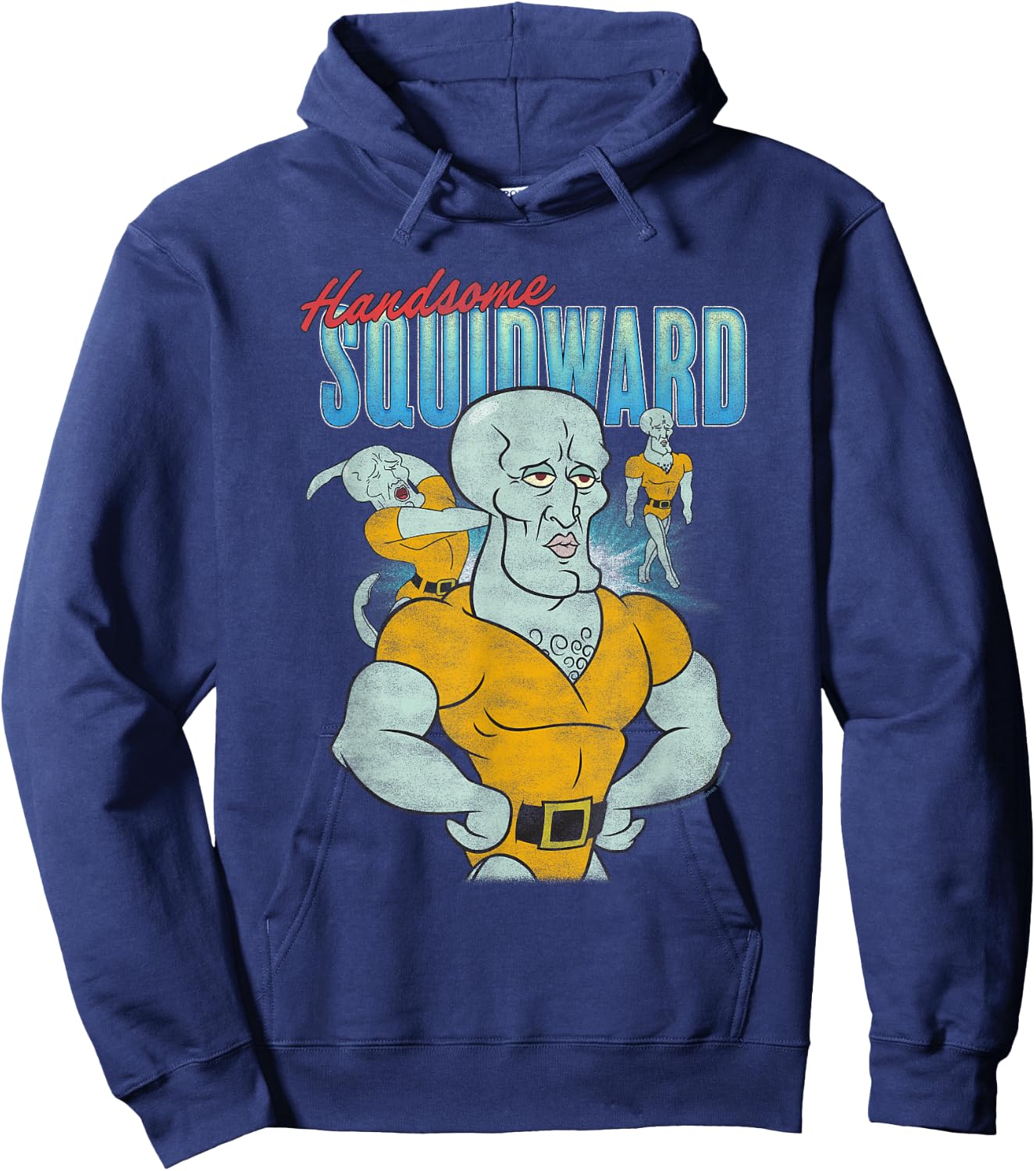 Handsome Squidward 90's Throwback Collage Funny Cartoon Hoodie - Hoodie | Navy