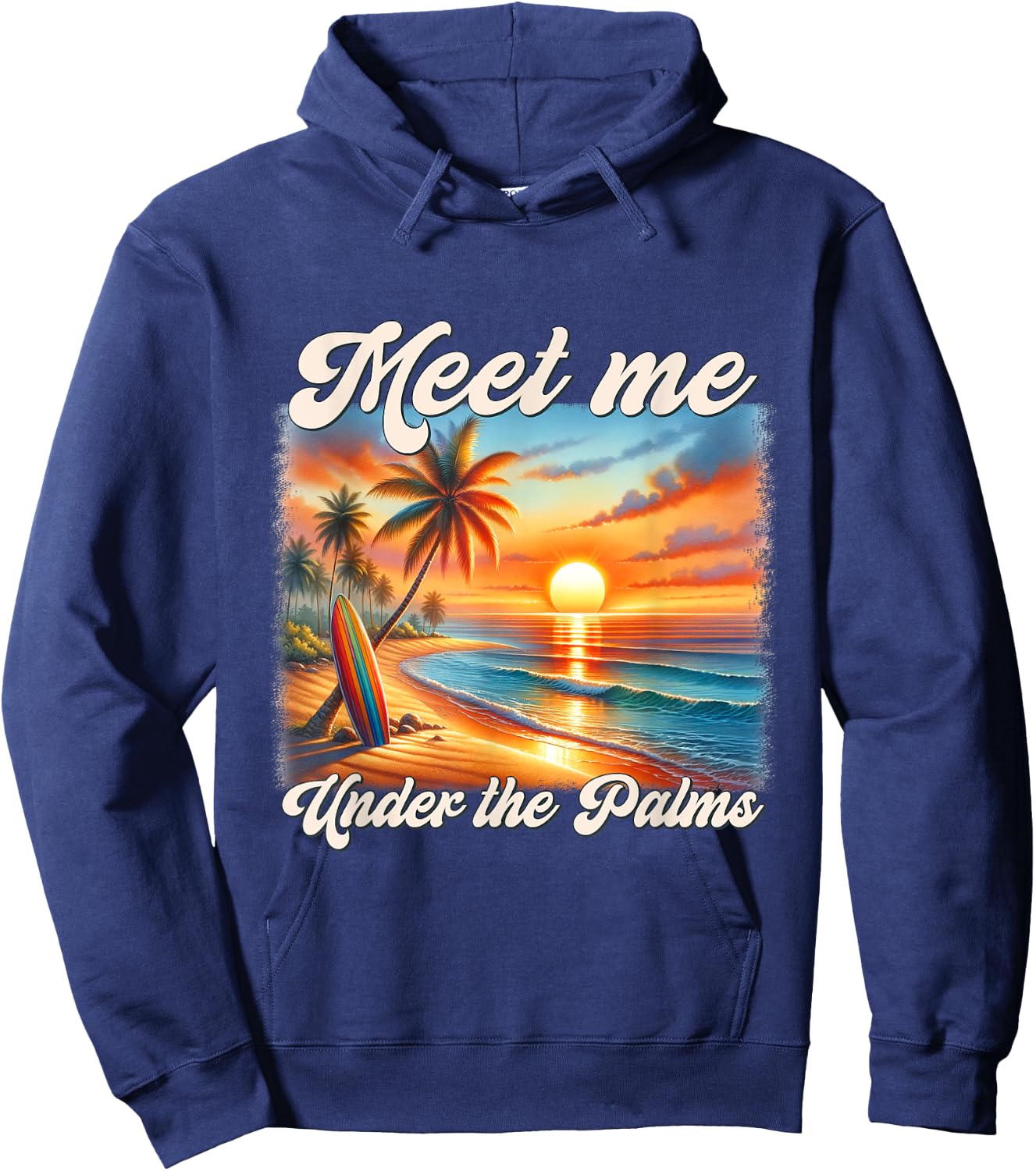 Meet Me Under The Palms Funny Summer Beach Vacation Trip Men Women Kids Hoodie - Hoodie | Navy