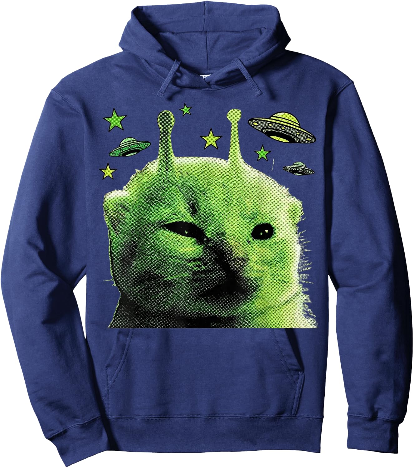 Gnarp Cat Silly Alien Cat Meme Brainrot Meme Funny Silly Cat Hoodie - Hoodie | Navy