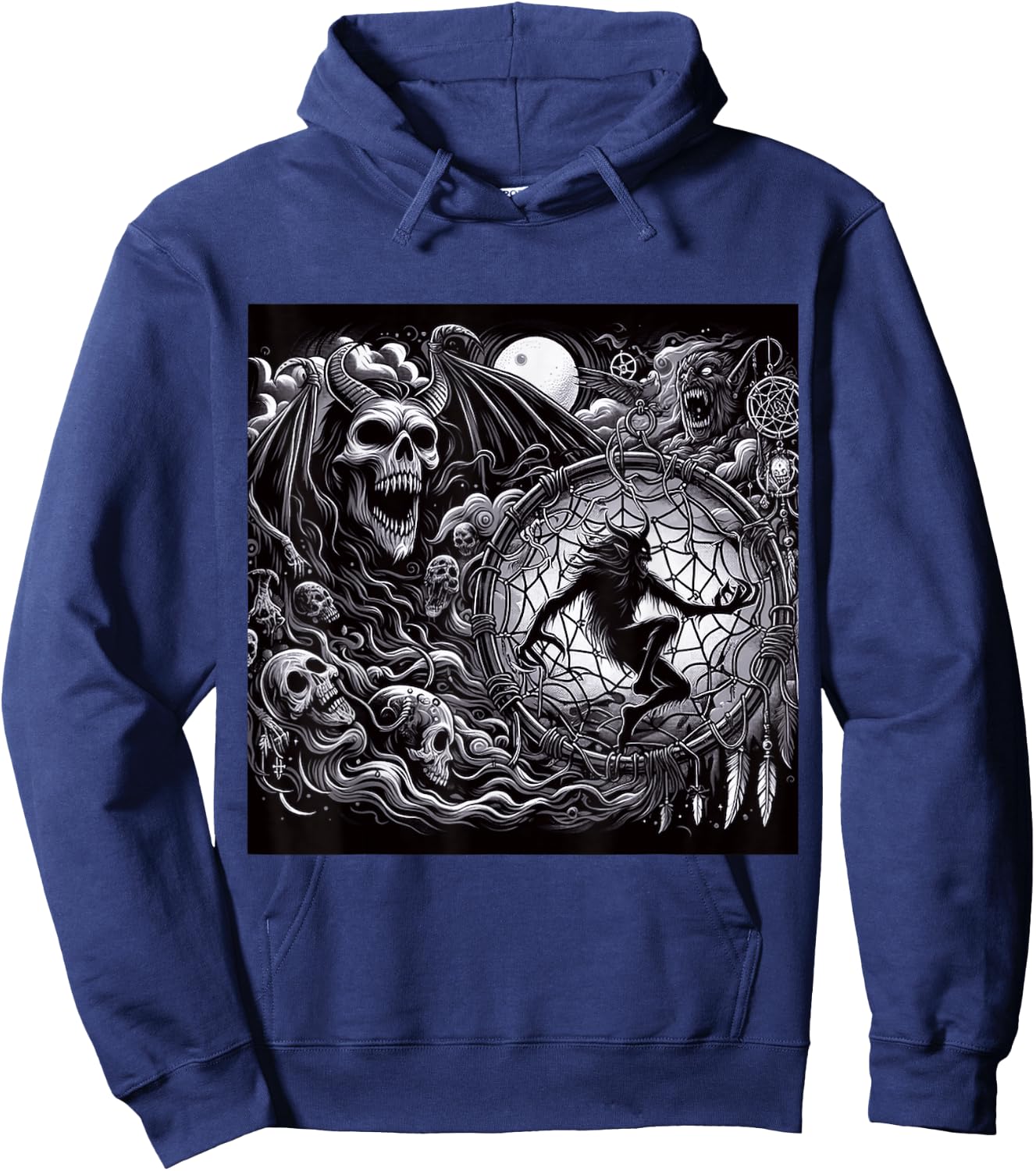 Demonic Occult Dreamcatcher Possessed Spiritual Horror Print Hoodie - Hoodie | Navy