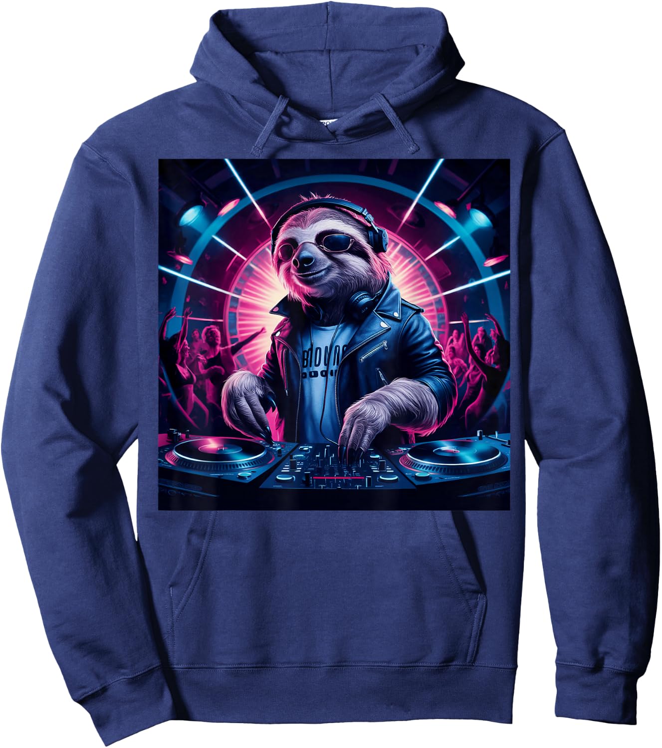 Just Relax Dude Sloth Djing Vibrant Club For Music Hoodie - Hoodie | Navy