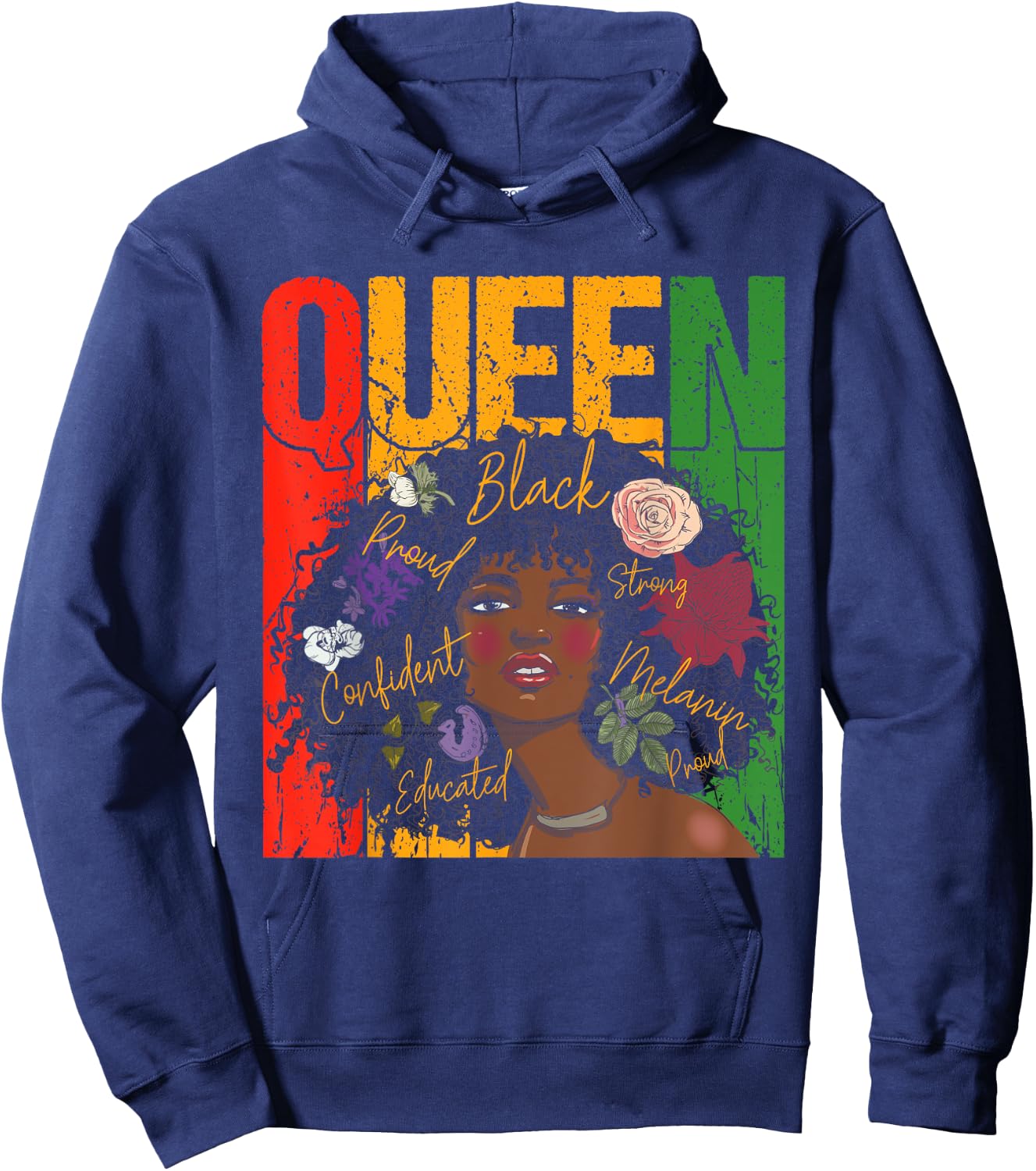 Juneteenth Black History Month Educated African Queen Hoodie - Hoodie | Navy