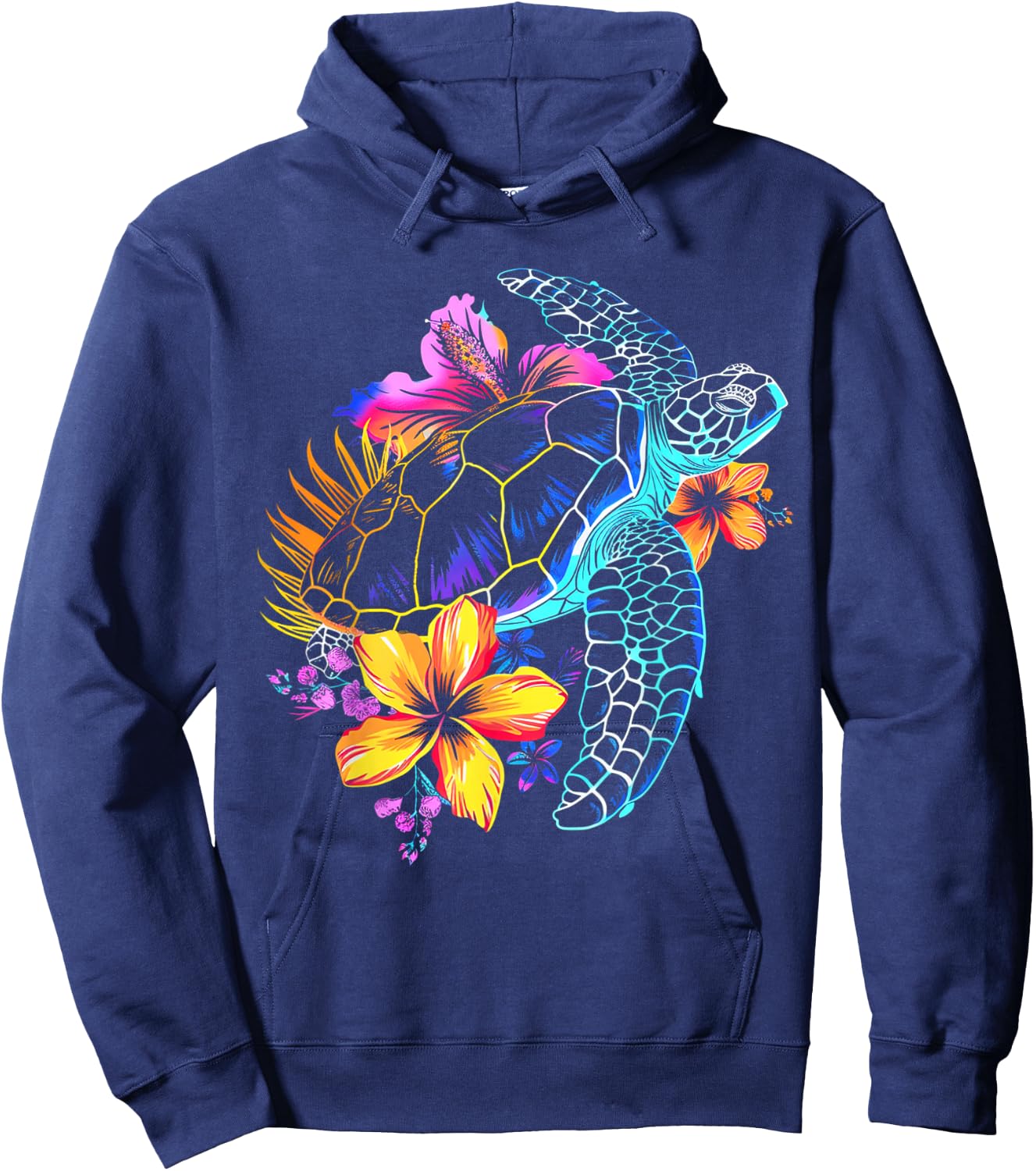 Sea Turtle Hawaiian Flowers Hawaii Scuba Diving Diver Hoodie - Hoodie | Navy