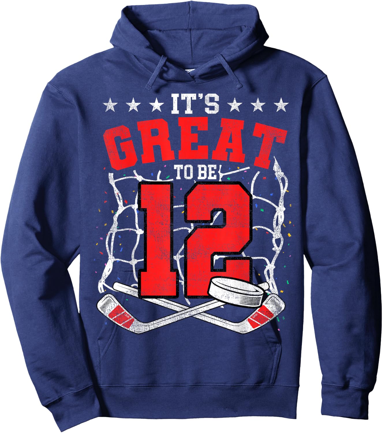 12th Birthday Hockey Lovers It's Great To Be 12 Years Old Hoodie - Hoodie | Navy