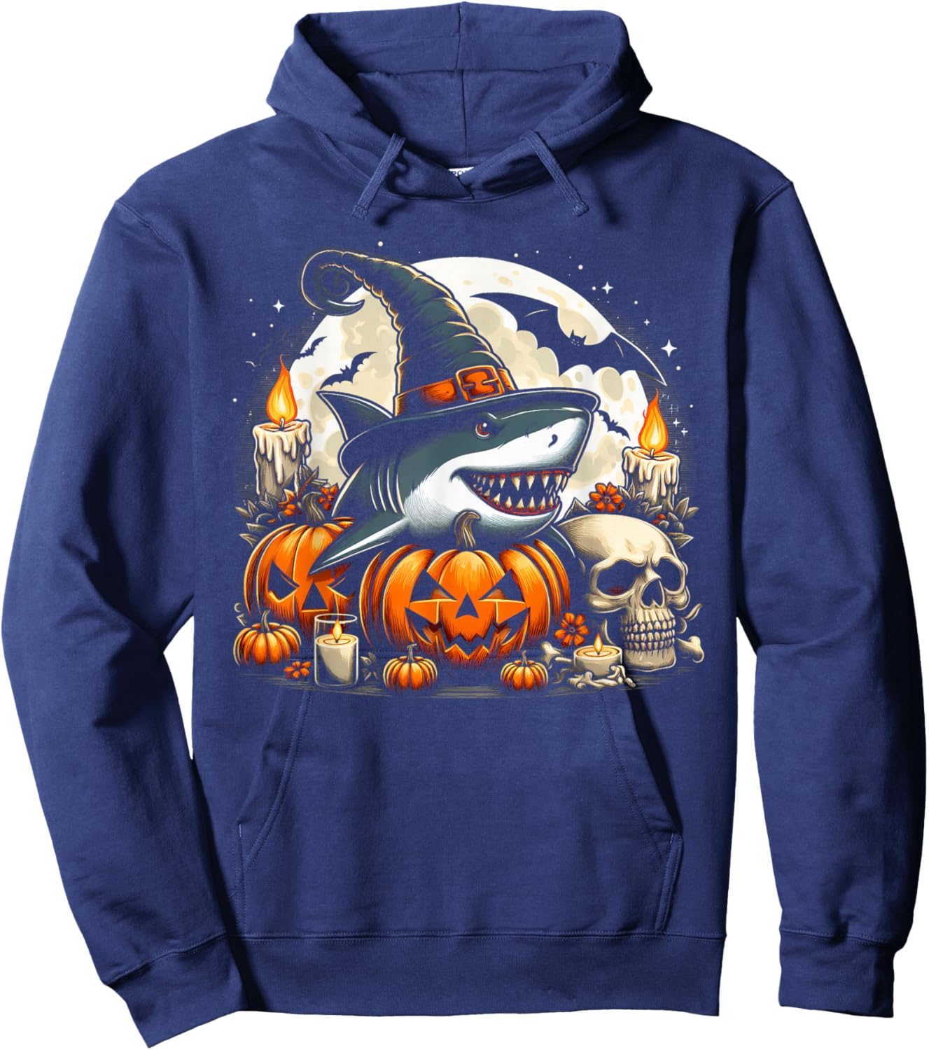 Shark Witch Halloween - Spooky Pumpkin Spooky Boys Girls Hoodie - Hoodie | Navy