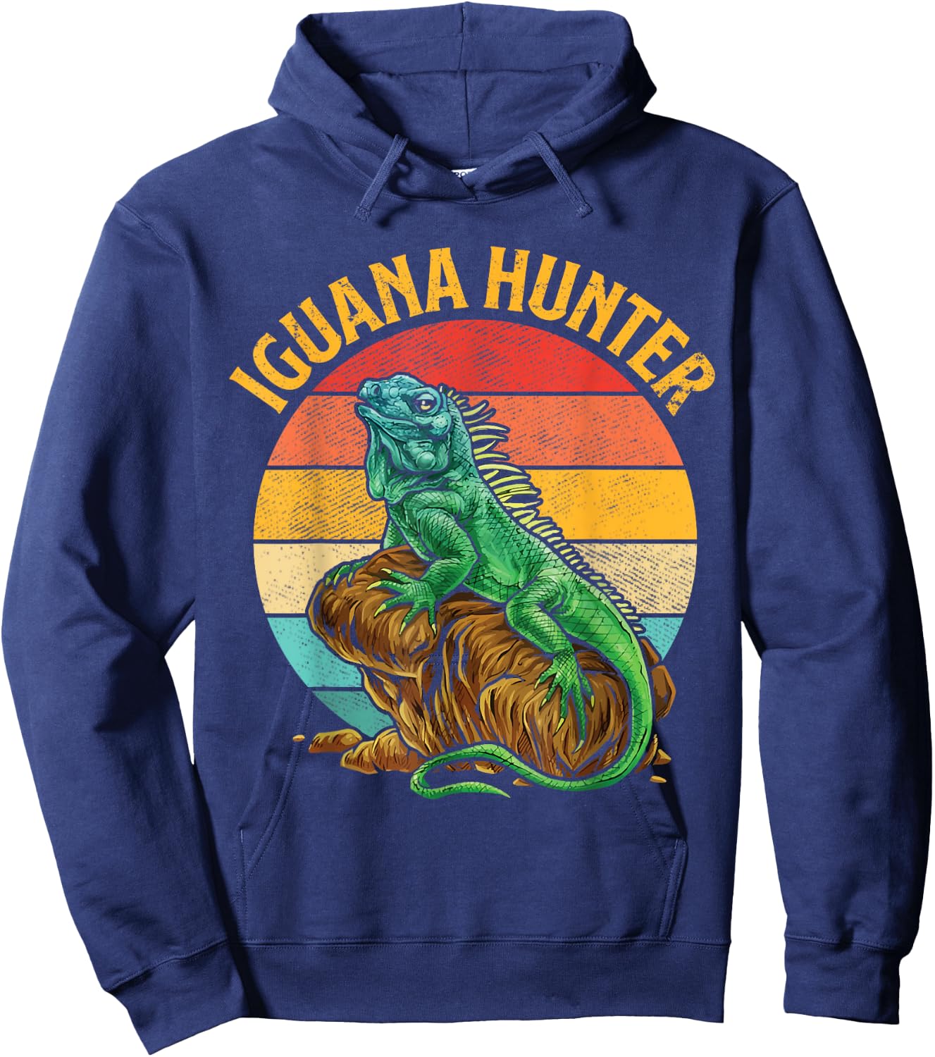 Retro Iguana Hunter Reptile Herpetologist Herpetology Lover Hoodie - Hoodie | Navy
