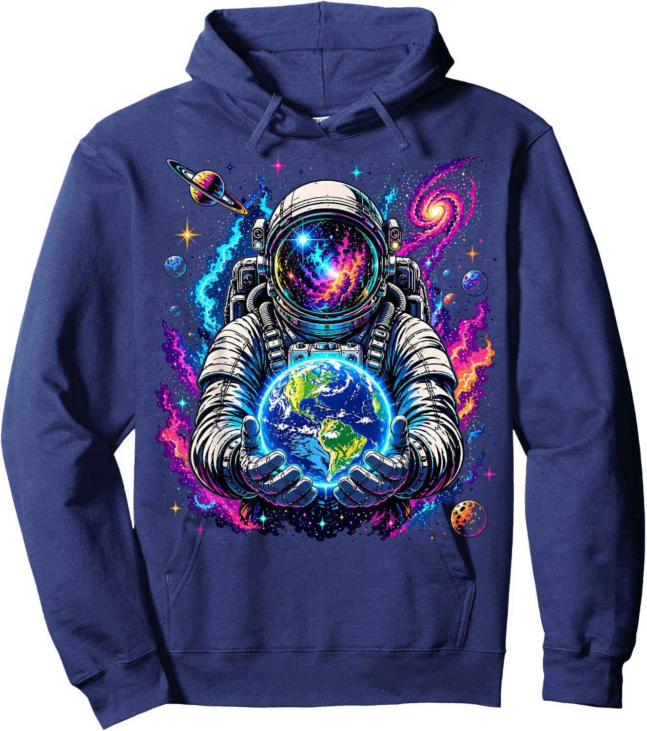 Astronaut Holding Planet Space Science Hoodie - Hoodie | Navy