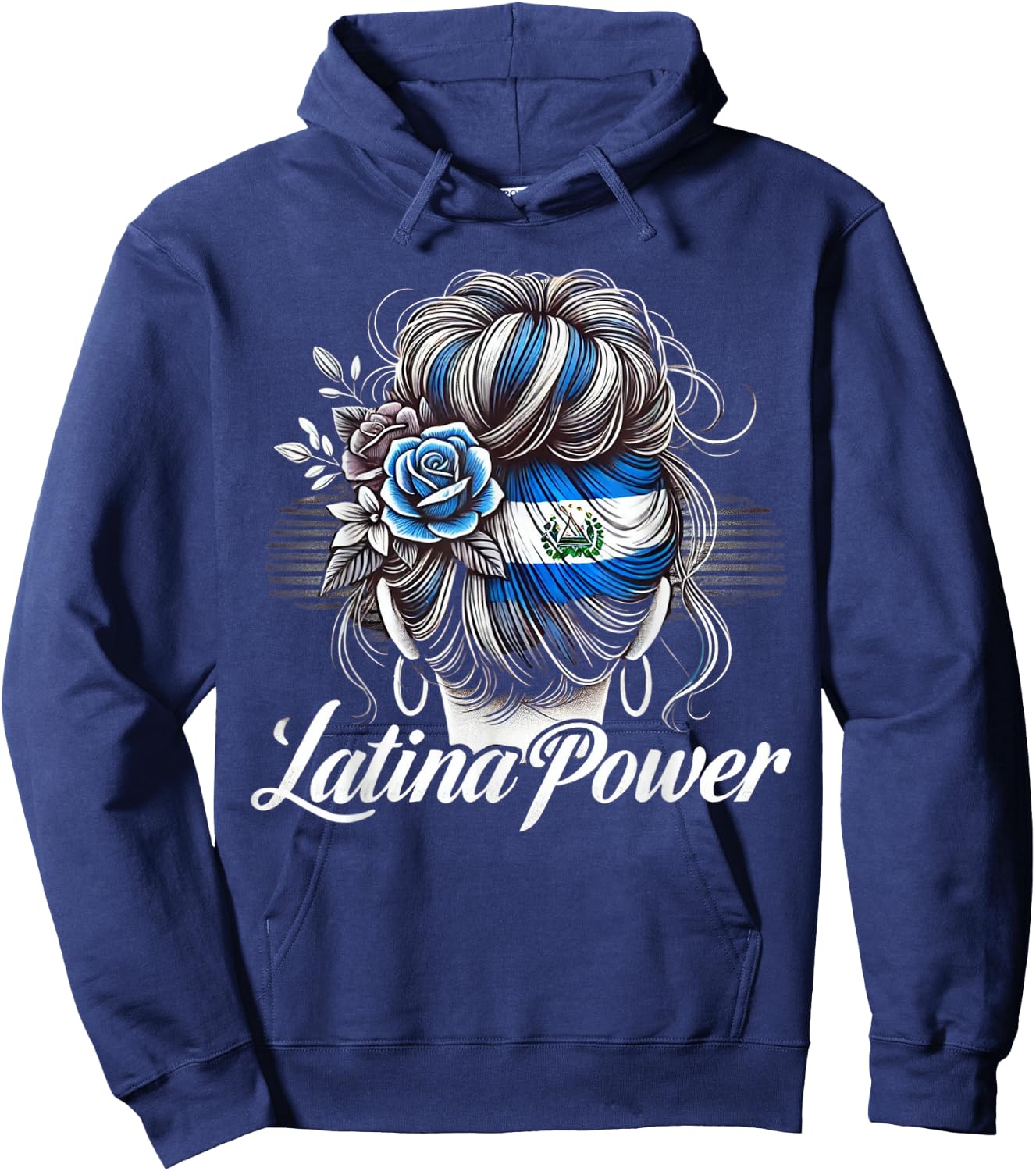 Hispanic Heritage Month Latina Power El Salvador Flag Women Hoodie - Hoodie | Navy