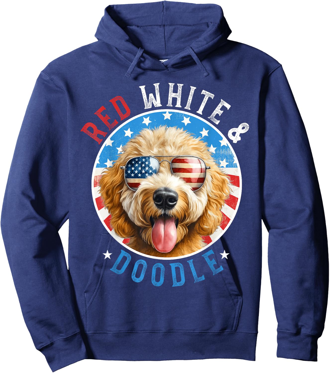 Goldendoodle Dog 4th of July Red White and Doodle Lovers Kids Men Hoodie - Hoodie | Navy
