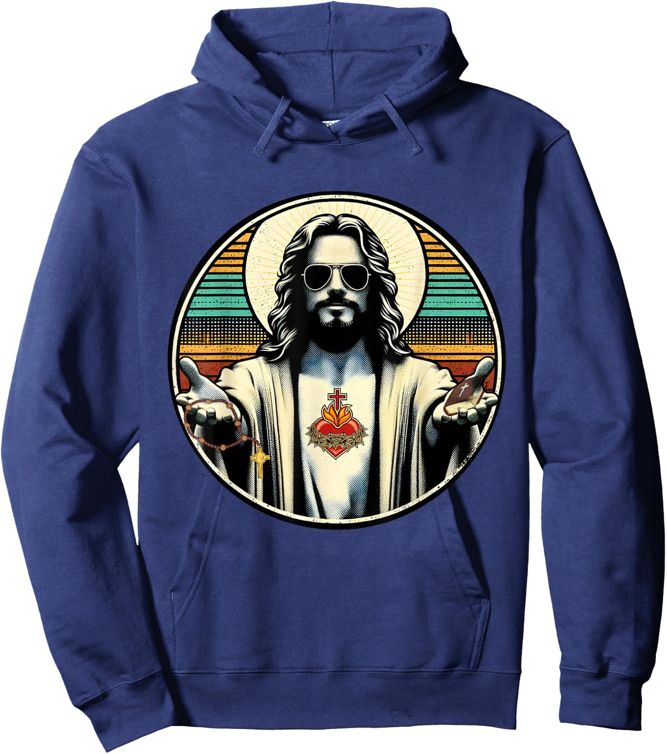Vintage Buddy a Christ Cool Jesus With Sunglasses Religion Hoodie - Hoodie | Navy