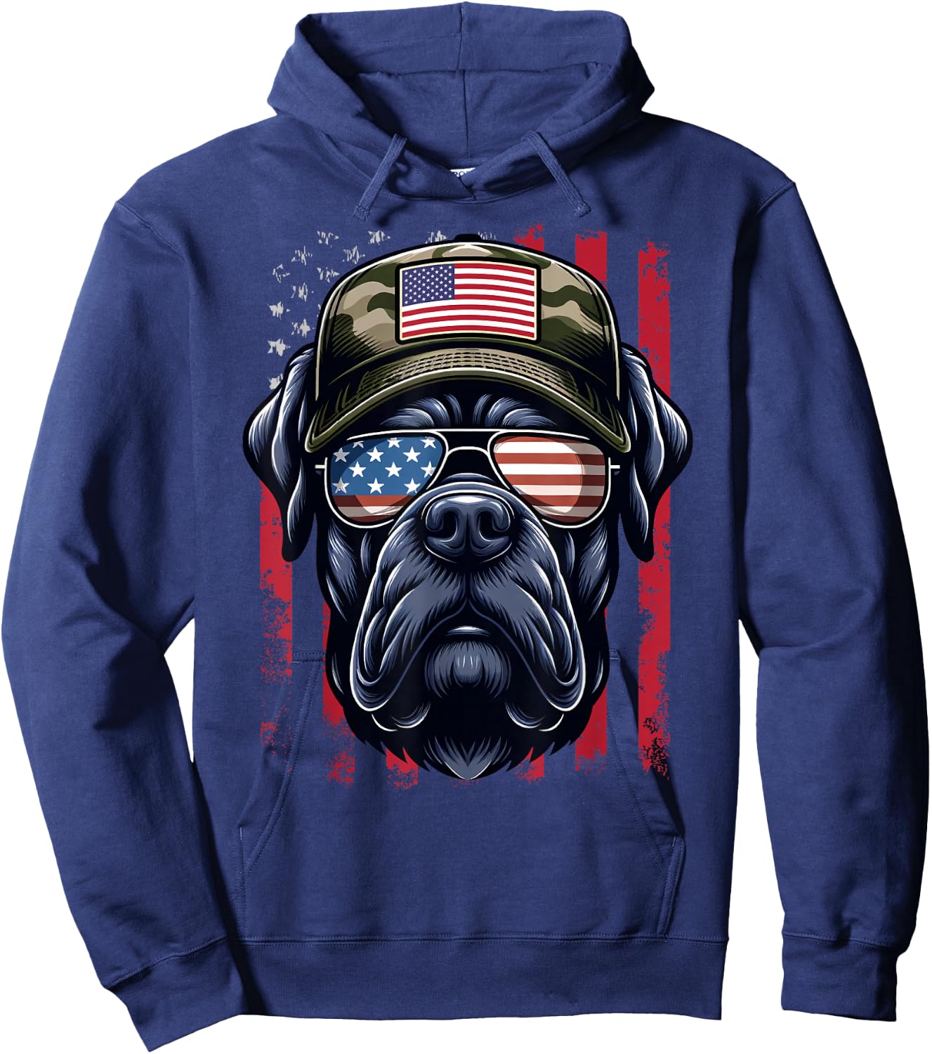 4th July Cane Corso USA Flag Dad Father America Men Boys Hoodie - Hoodie | Navy