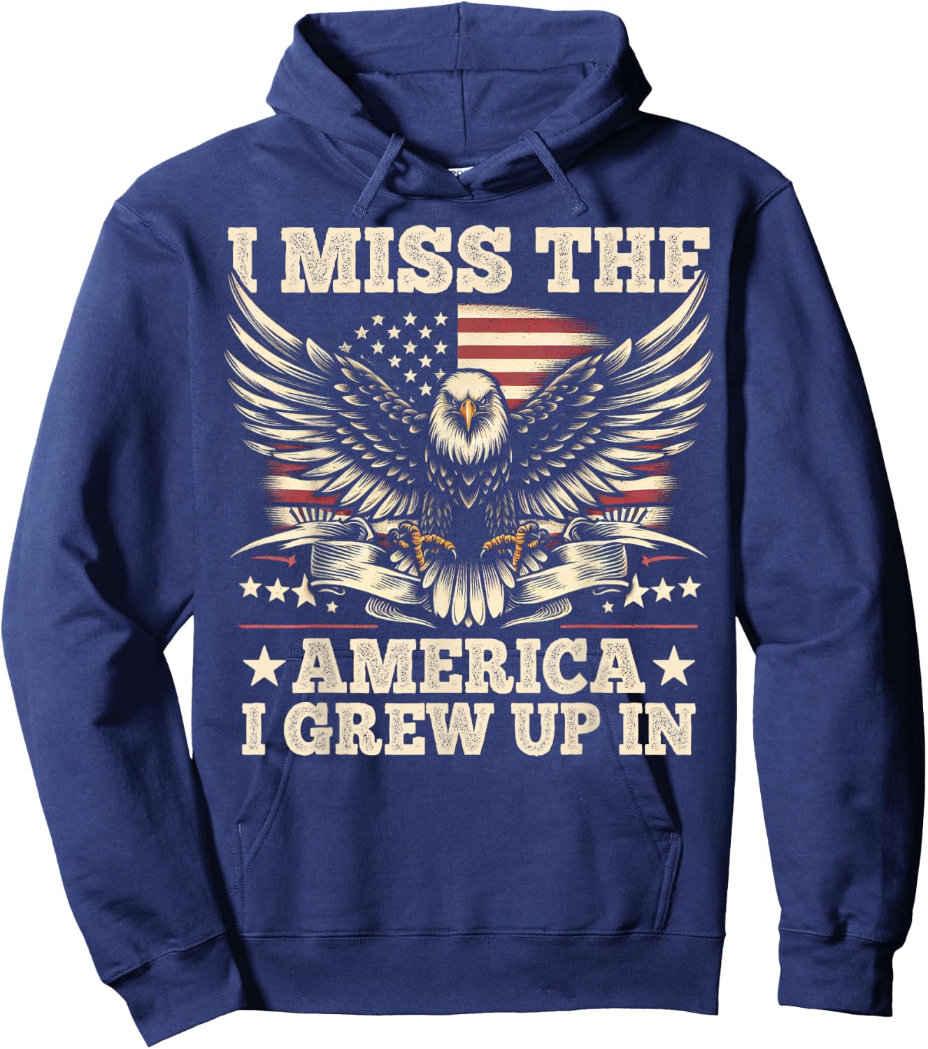 I Miss The America I Grew Up In Retrro Vintage American Flag Hoodie - Hoodie | Navy