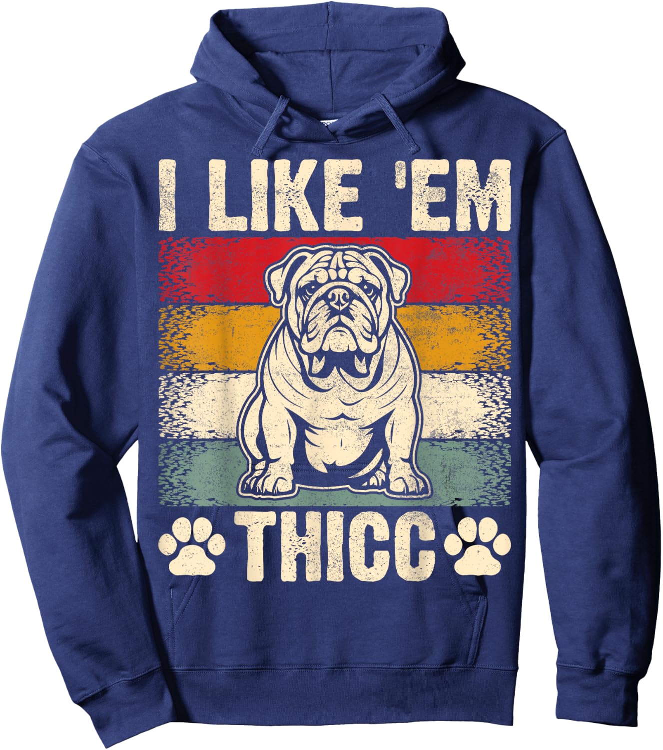 Funny English Bulldog I Like Em Thicc Dog Silhouette Men Women Kids Hoodie - Hoodie | Navy
