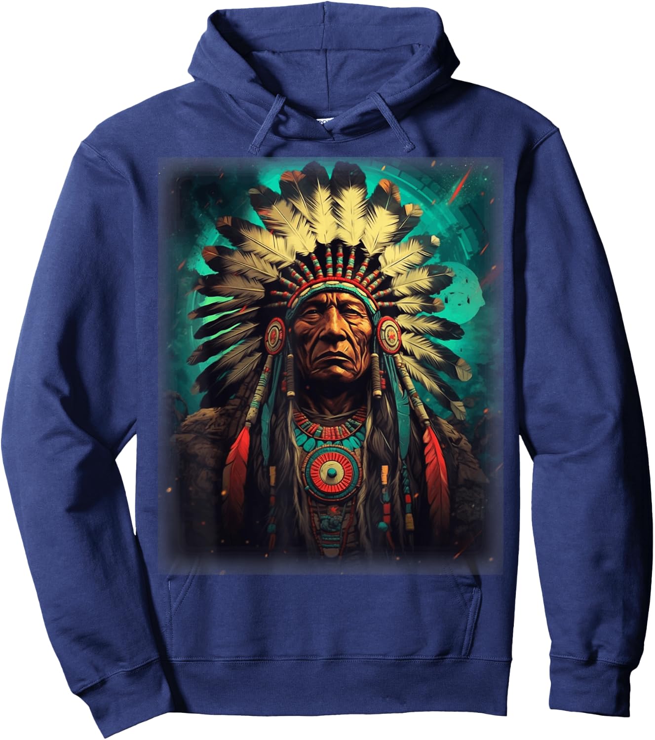 Native American Indian Headdress Traditional Art Men Women Hoodie - Hoodie | Navy