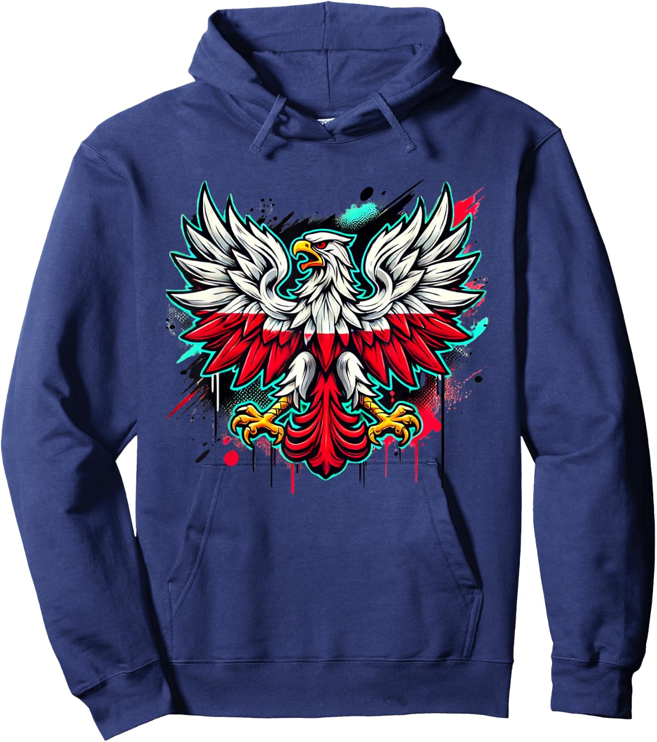 Polish Eagle Graffiti Art, Polish Falcon Street Art, Polska Hoodie - Hoodie | Navy
