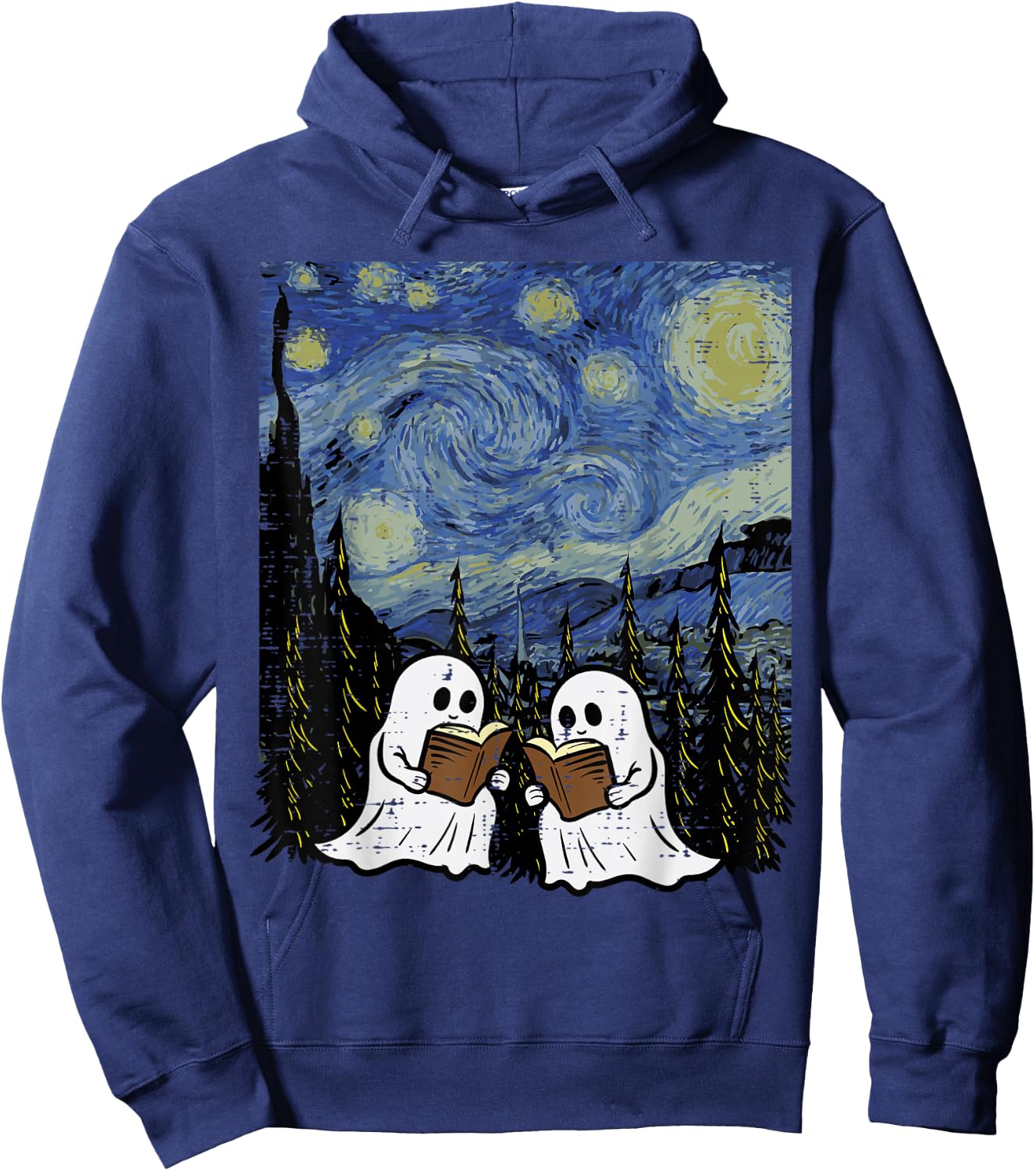Halloween Ghosts Books Starry Night Costume Men Women Kids Hoodie - Hoodie | Navy
