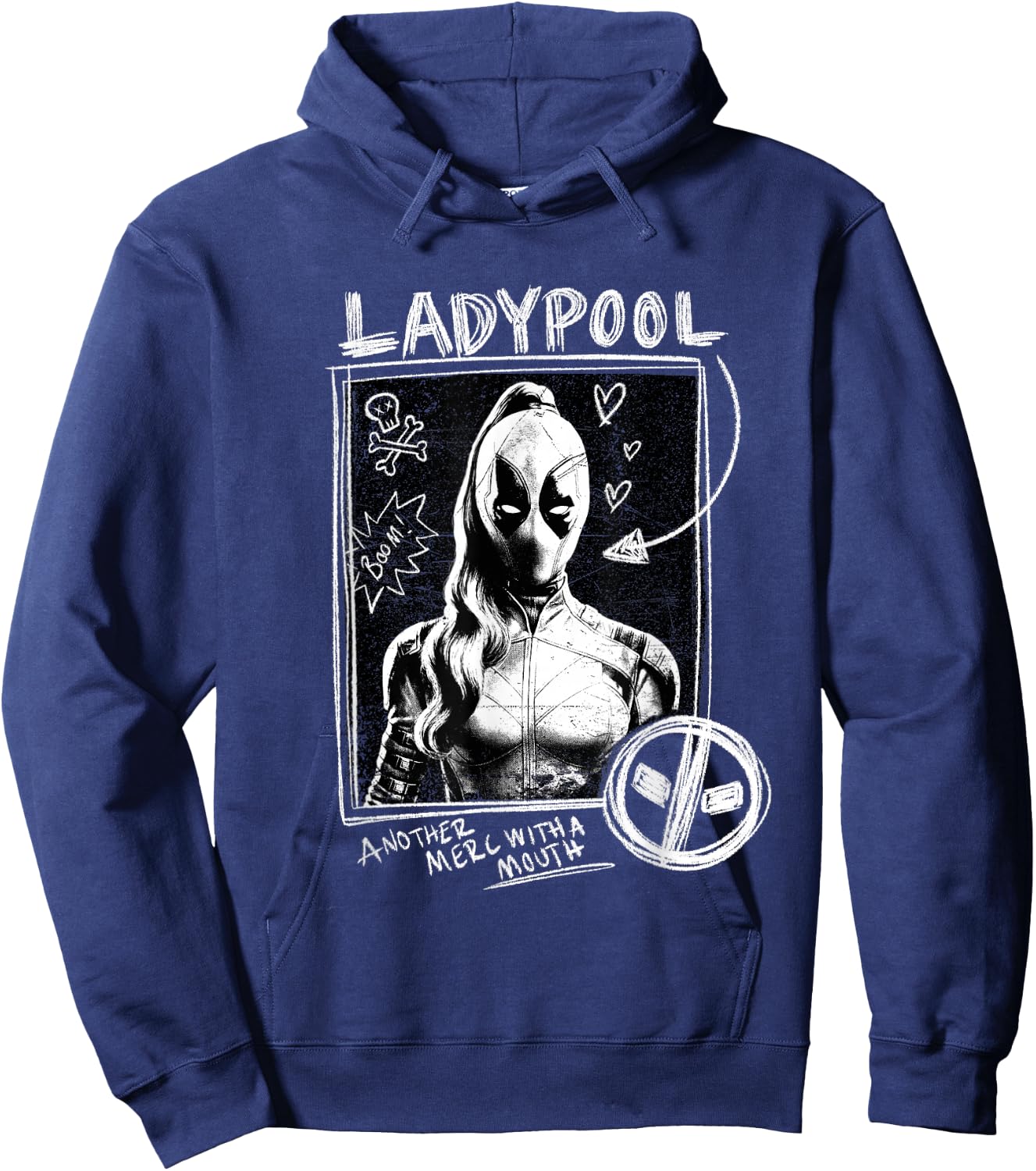 Marvel Studios Deadpool & Wolverine Ladypool Chalk Doodles Hoodie - Hoodie | Navy