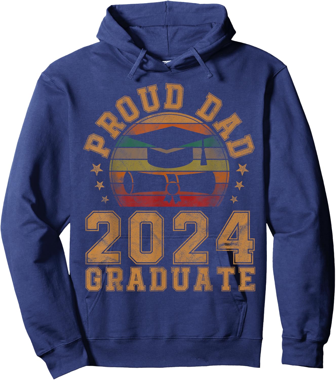Proud Dad of 2024 Graduate Father Senior 24 Graduation Gift Hoodie - Hoodie | Navy