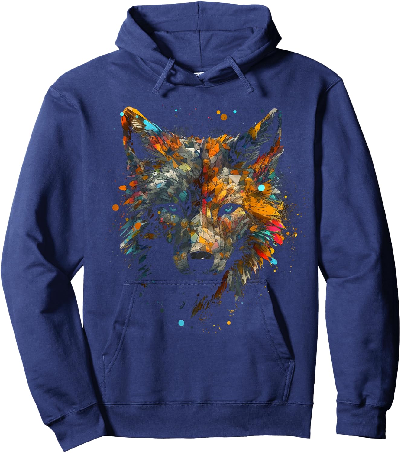 Wolf Colourful Autumn Leaves - Animal Art Motif Wolf Hoodie - Hoodie | Navy
