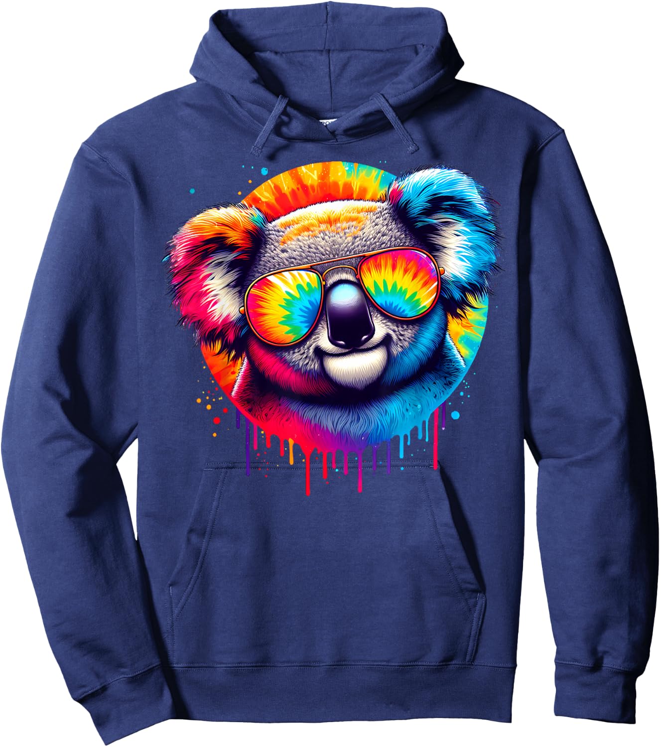 Cool Tie Dye Sunglasses Koala Graphic Illustration Art Hoodie - Hoodie | Navy