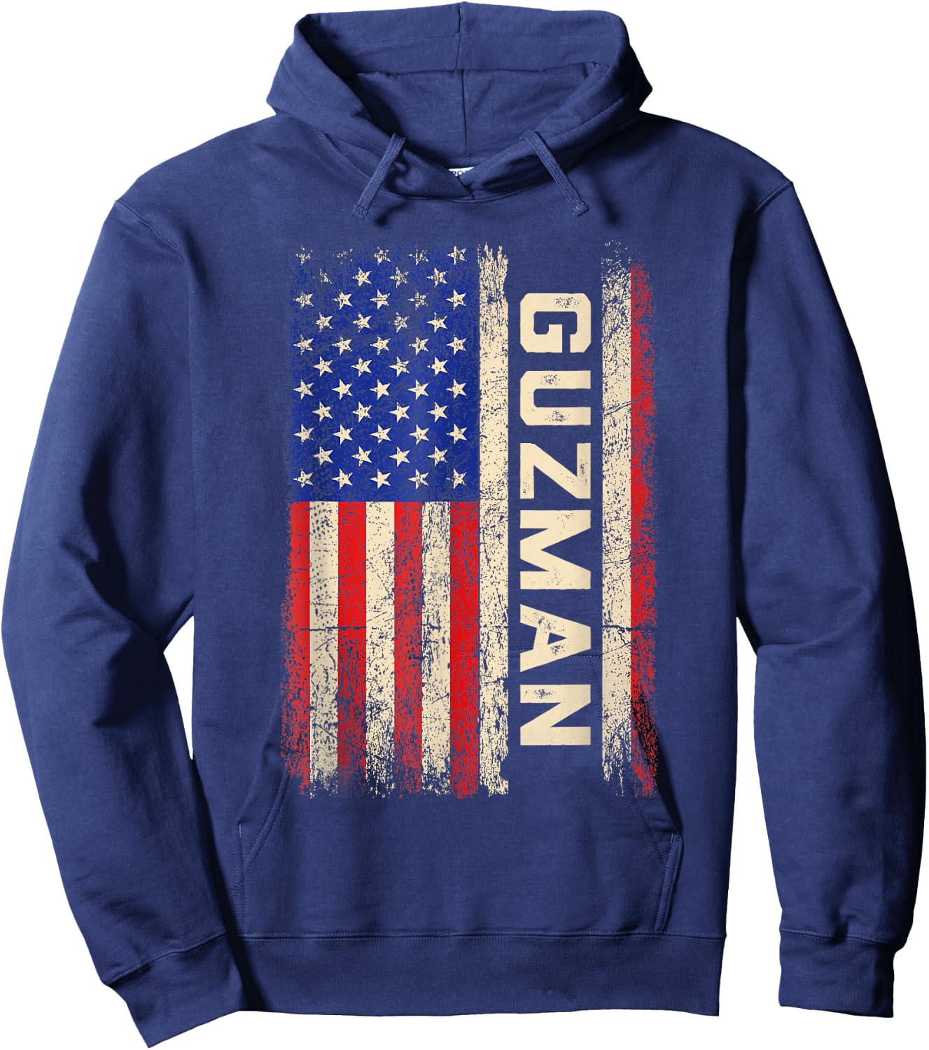 Guzman Last Name Shirt Guzman Name American Flag Hoodie - Hoodie | Navy