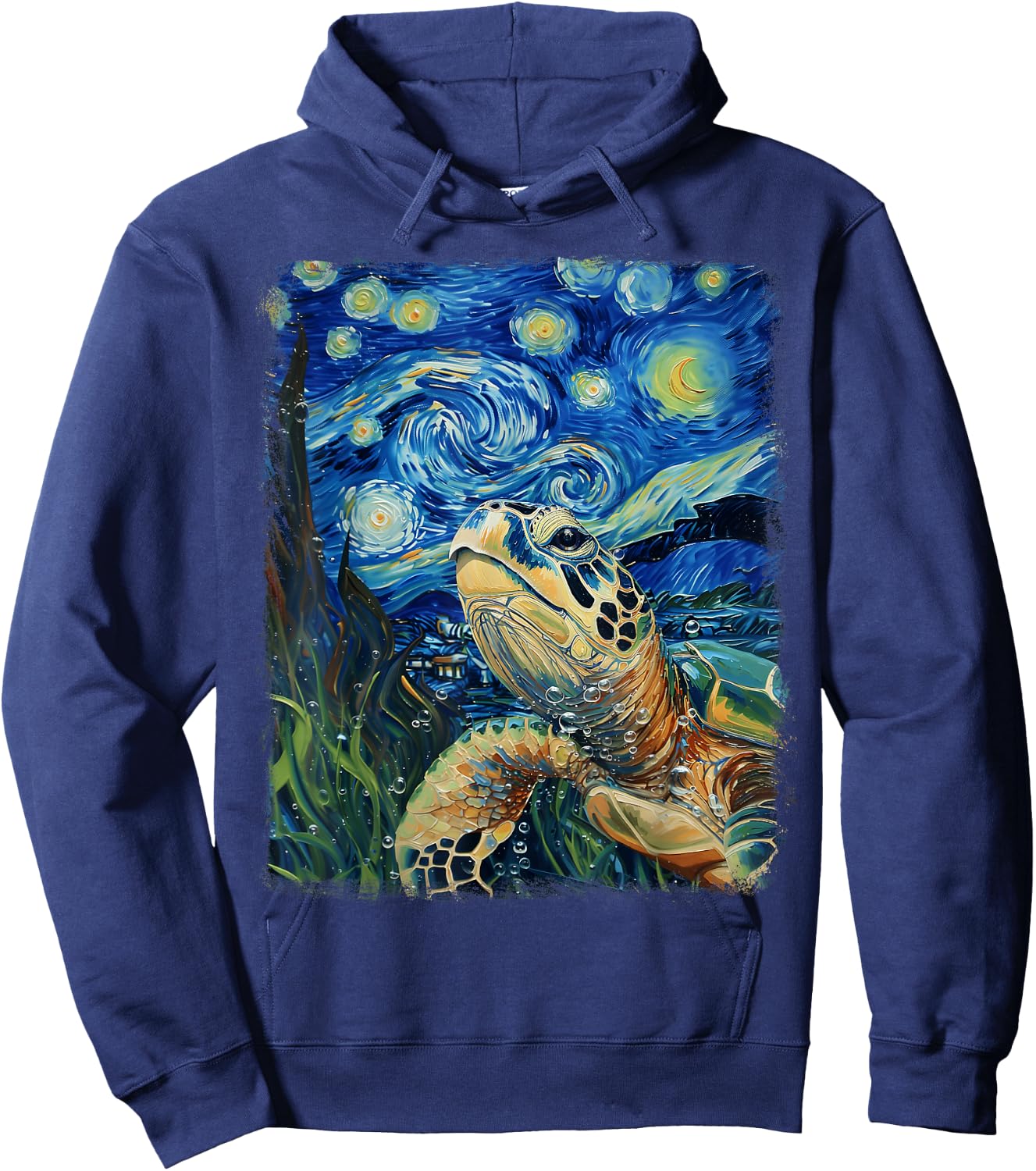 Sea Turtle Ocean Starry Night Painting Hoodie - Hoodie | Navy