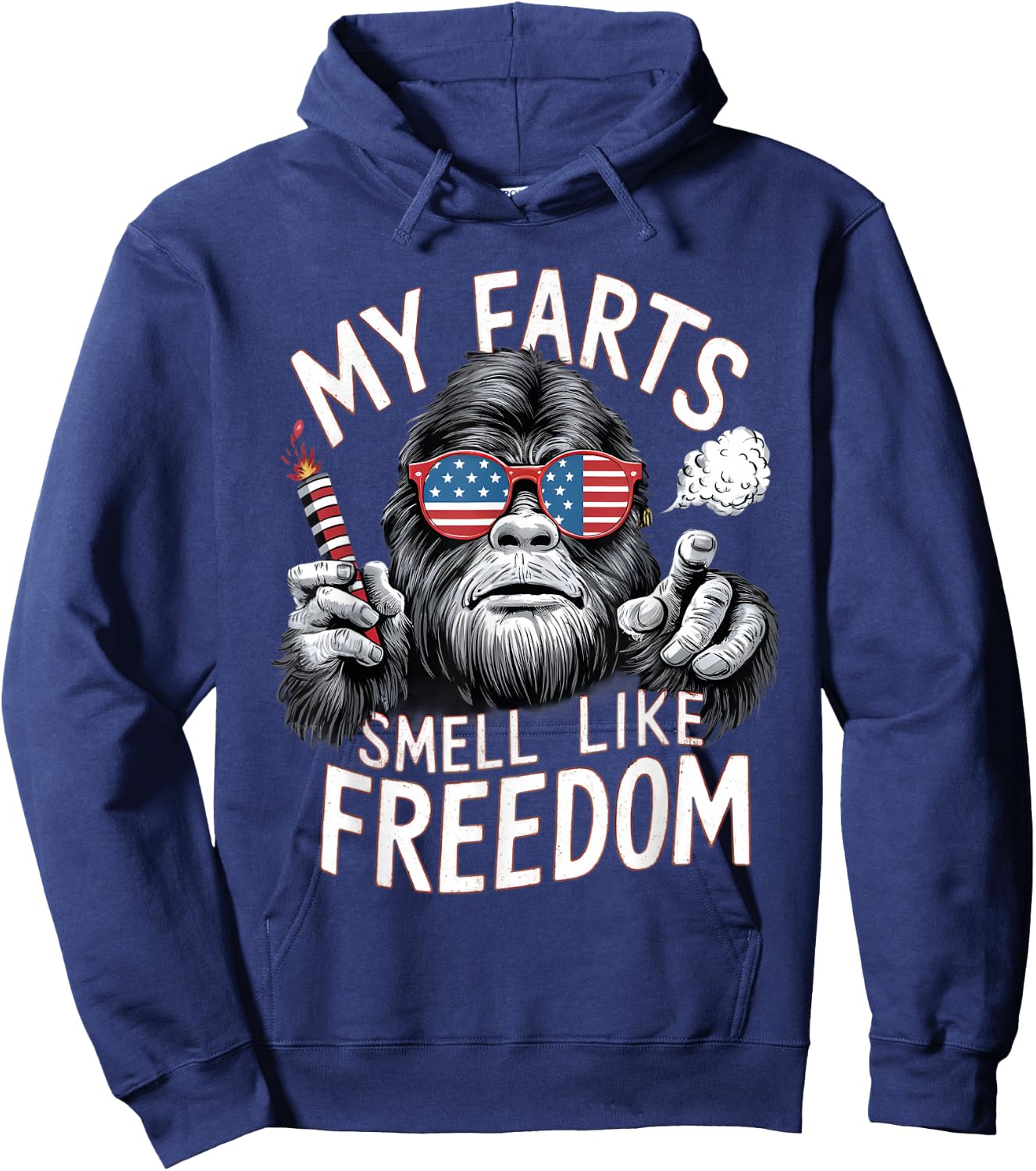 Bigfoot 4th Of July Patriotic My Farts Smell Like Freedom Hoodie - Hoodie | Navy