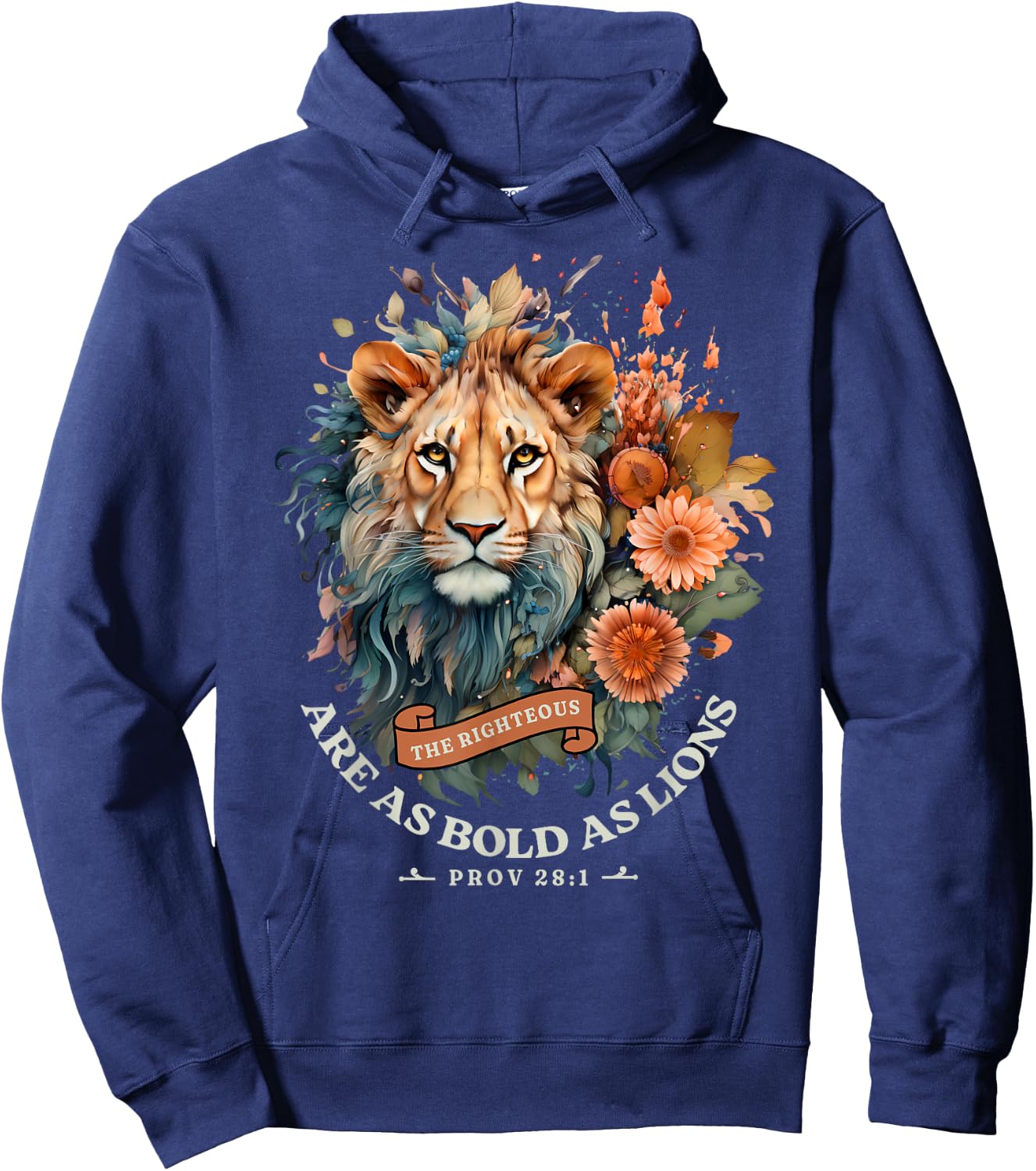 Christian The Righteous Are Fearless Lion of Judah God Faith Hoodie - Hoodie | Navy