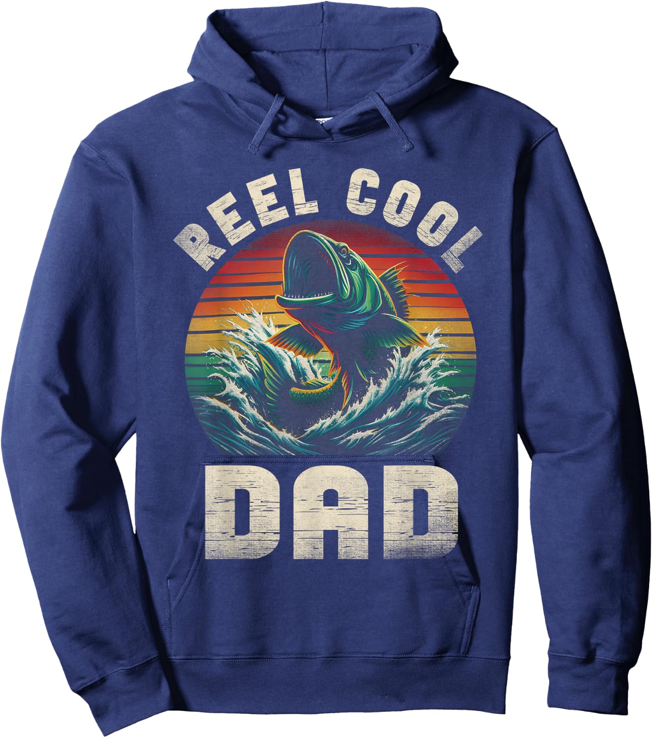 Reel Cool Dad Fishing Daddy Father's Day Fisherman Fish Hoodie - Hoodie | Navy