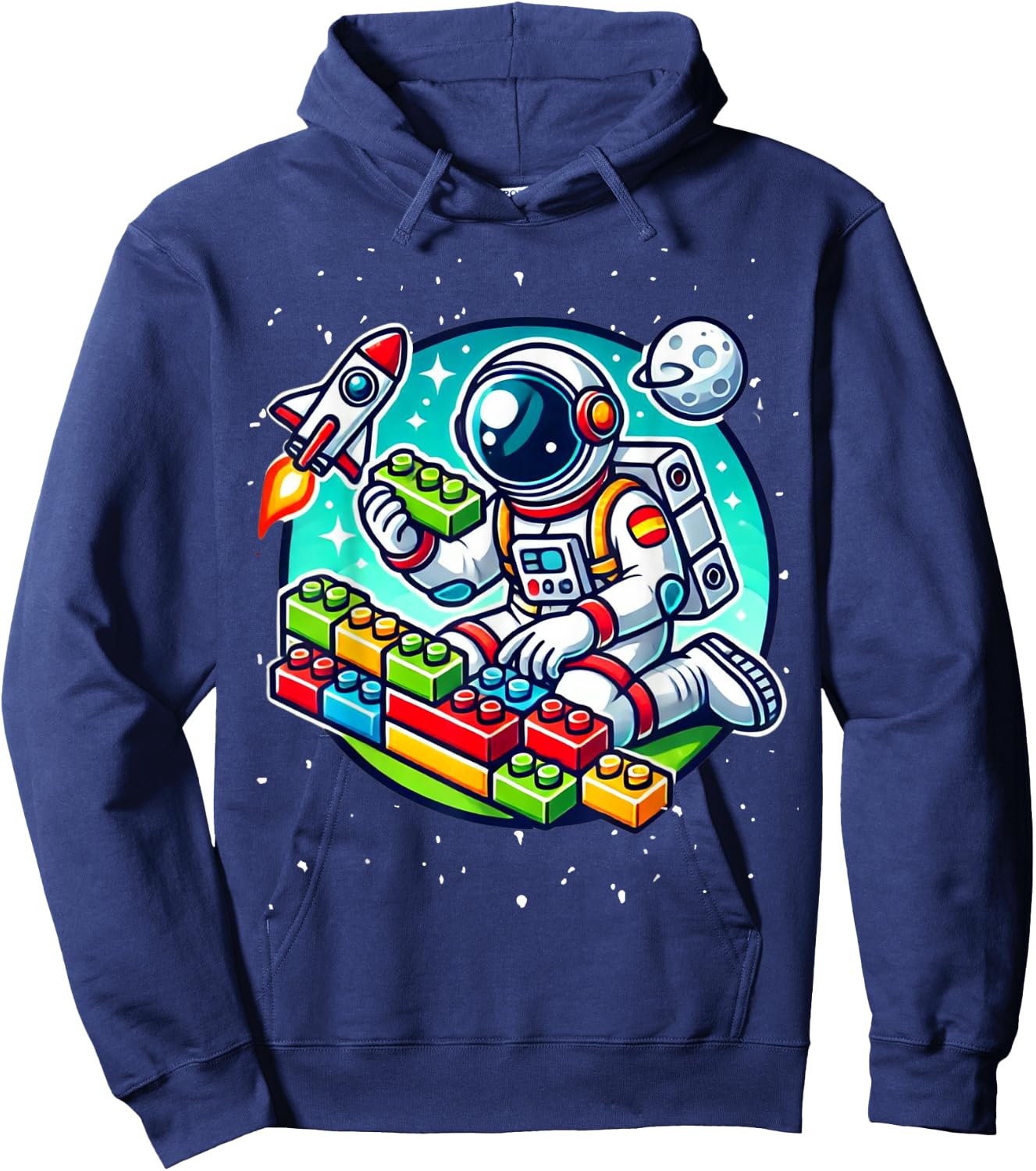 Master Builder Space Astronaut Building Blocks Bricks Boys Hoodie - Hoodie | Navy