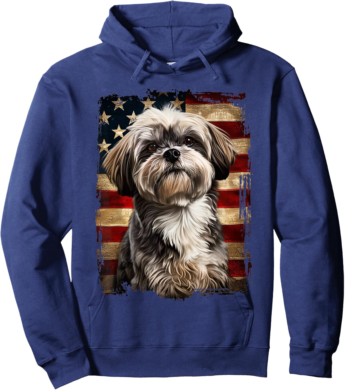 Lhasa Apso American Flag Hoodie - Hoodie | Navy