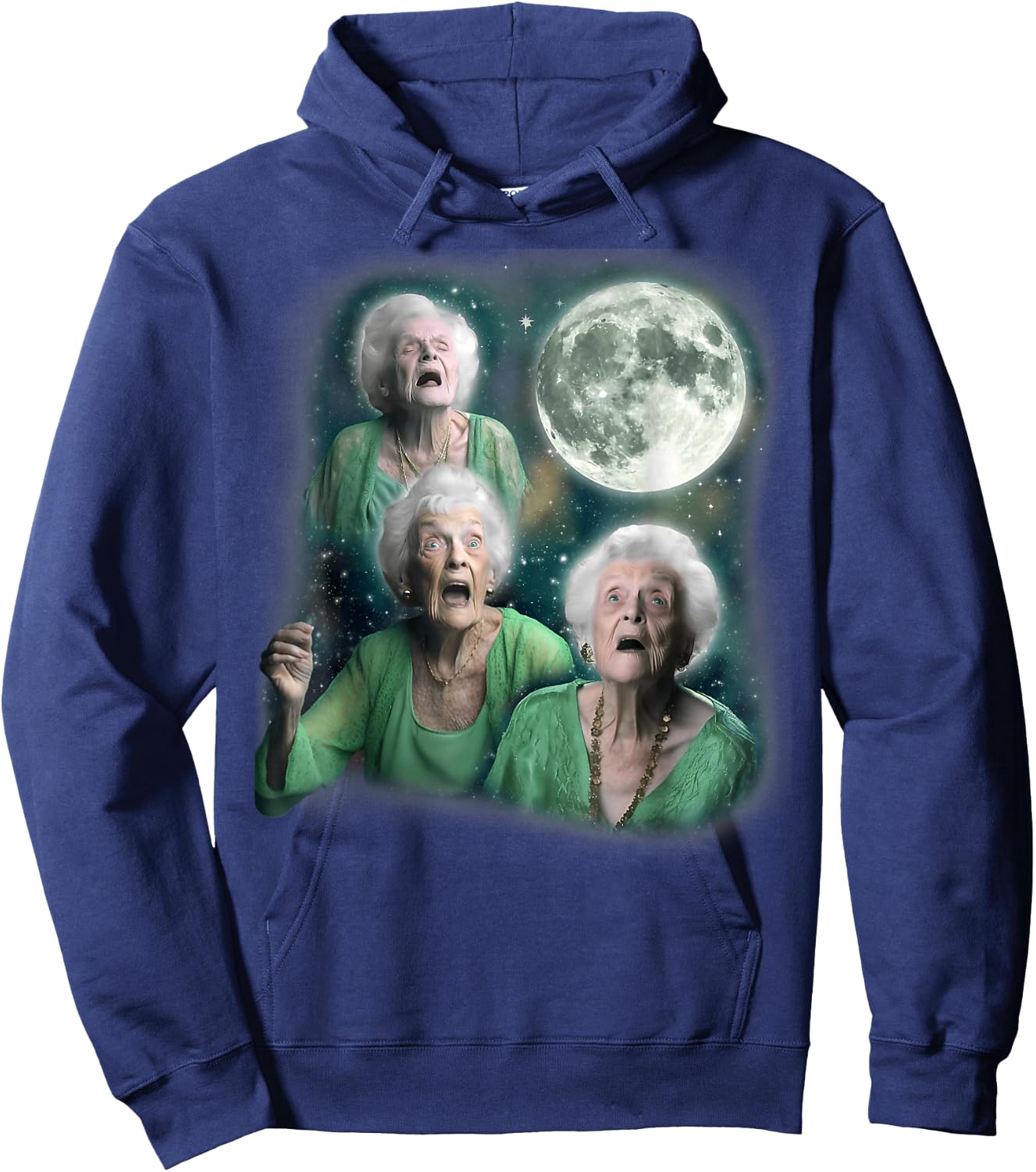 Three Granny Moon Funny Oddly Specific Dank Meme Hoodie - Hoodie | Navy