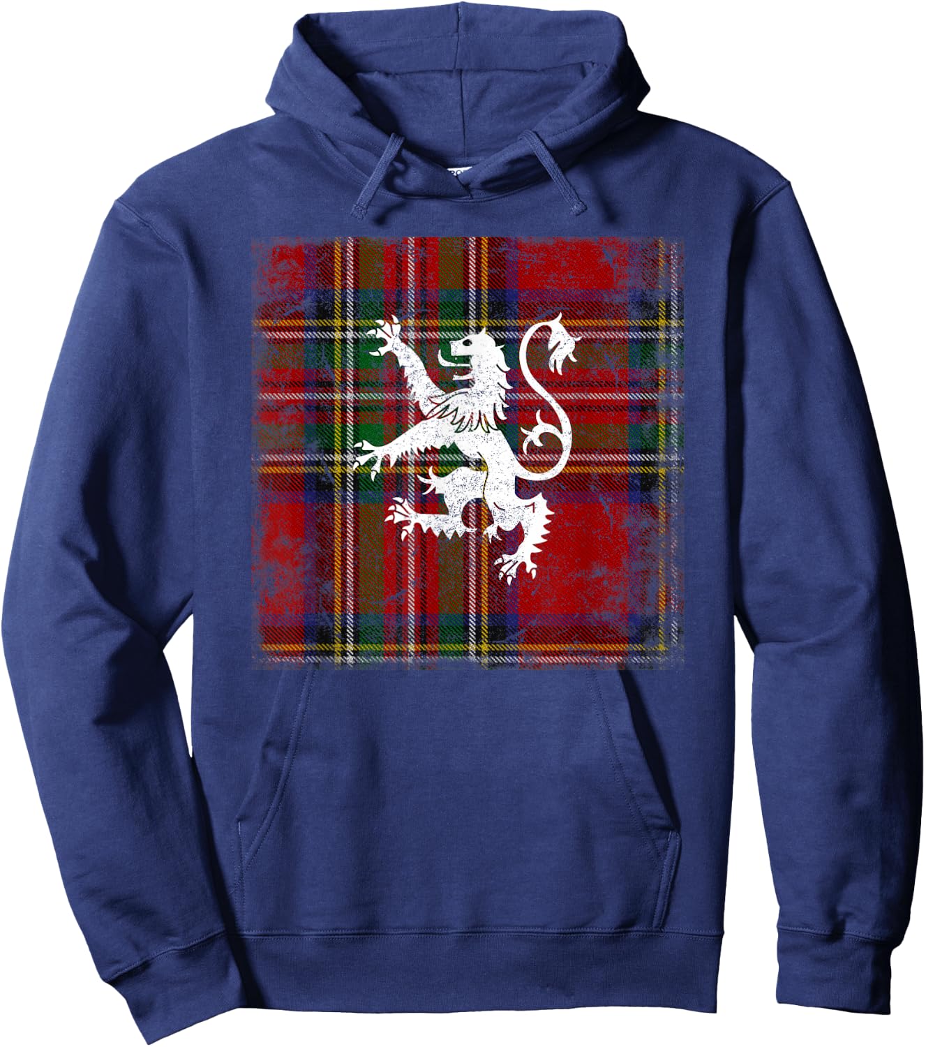 Scottish Tartan Red Plaid Scotland Lion Royal Stewart Clan Hoodie - Hoodie | Navy