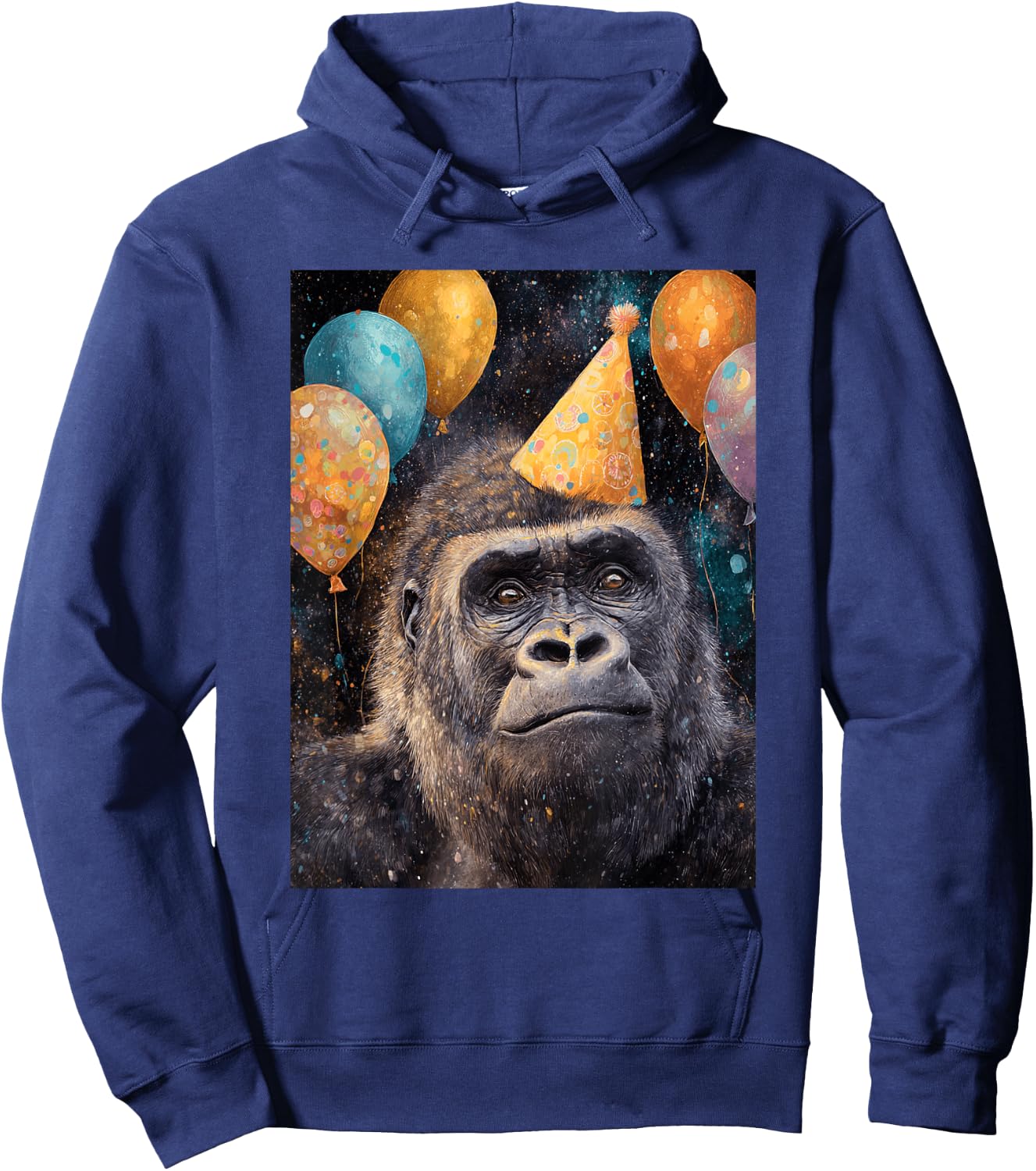 Gorilla Birthday Party Animal Themed in Space Hoodie - Hoodie | Navy