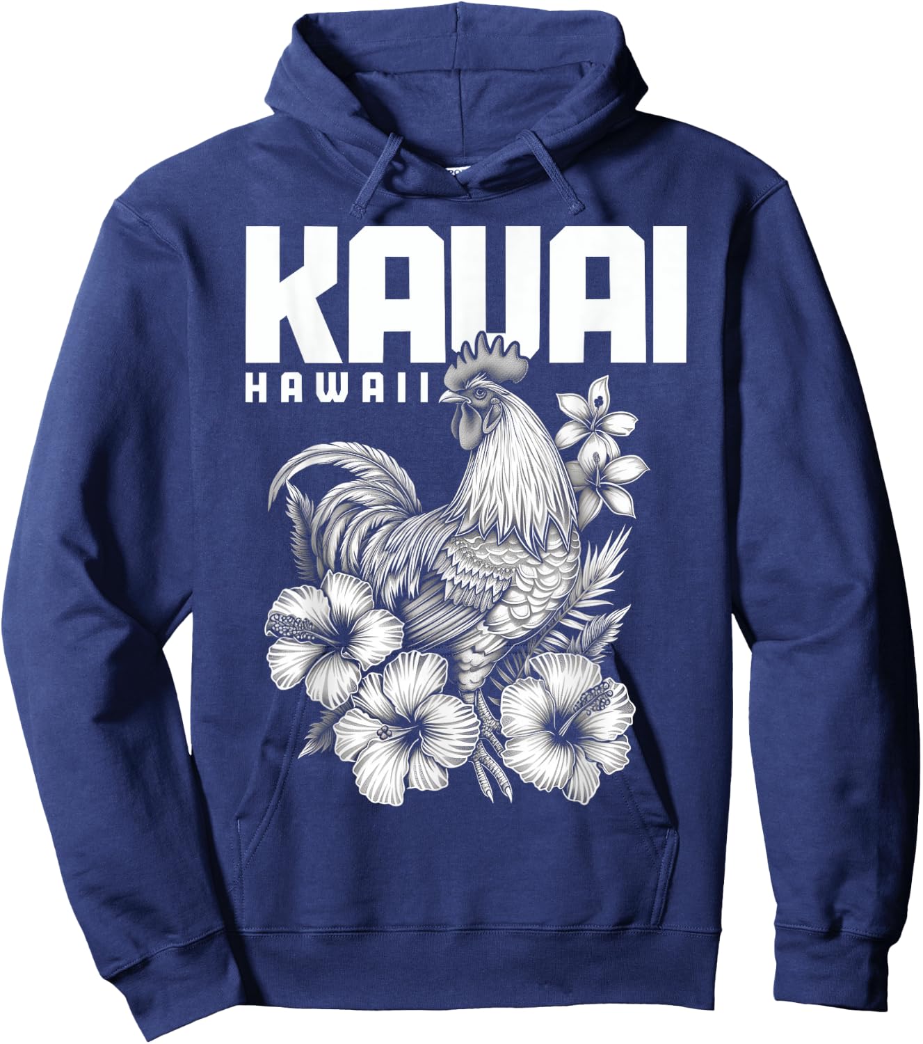 We Love Kauai Hawaii Kauai Hawaii Chicken Hawaiian Hibiscus Flowers Vintage Black Hoodie - Hoodie | Navy