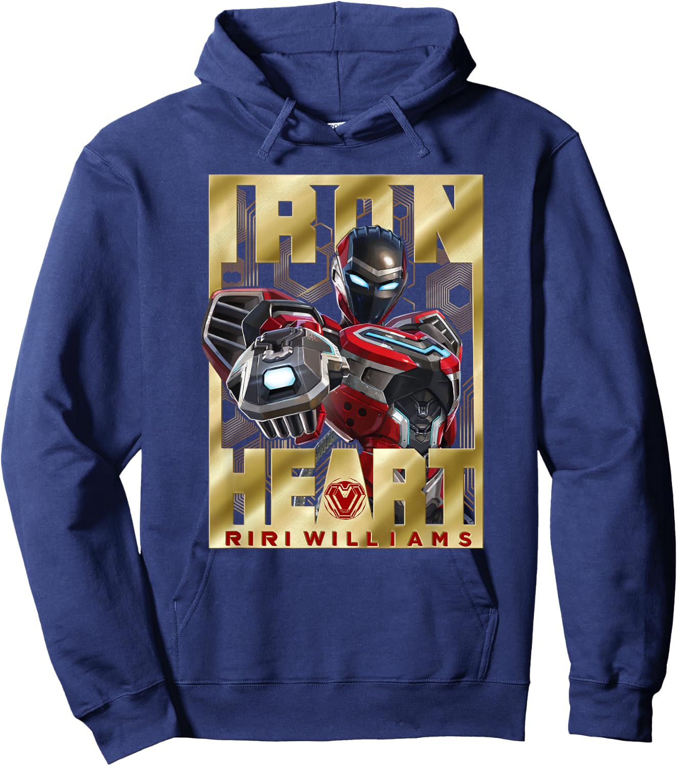 Marvel Black Panther: Wakanda Forever Ironheart Gold Metal Hoodie - Hoodie | Navy