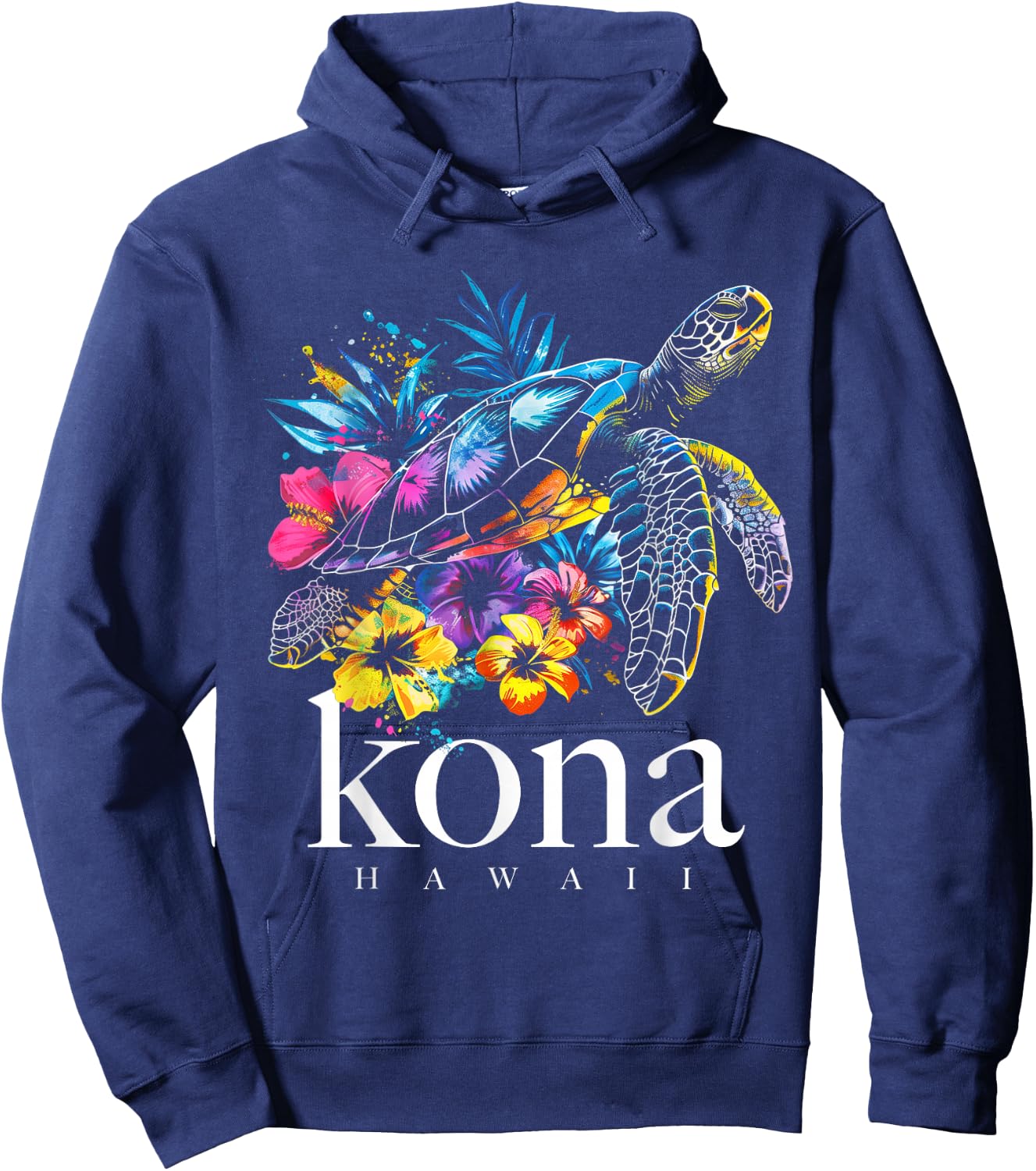 Kona Hawaii Sea Turtle Hawaiian Surfer Souvenir Hoodie - Hoodie | Navy