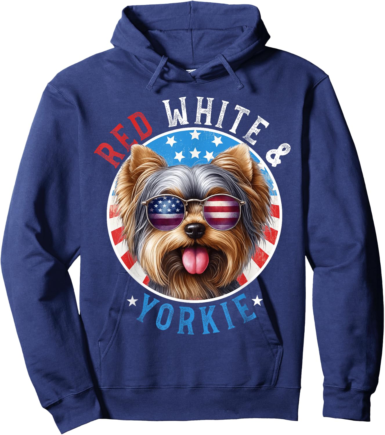 Yorkshire Terrier Dog 4th of July Red White & Yorkie Lovers Women Kids Men Hoodie - Hoodie | Navy