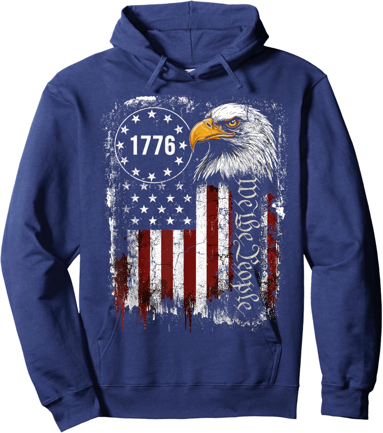 Eagle American Flag Patriotic 4th of July Hoodie - Hoodie | Navy